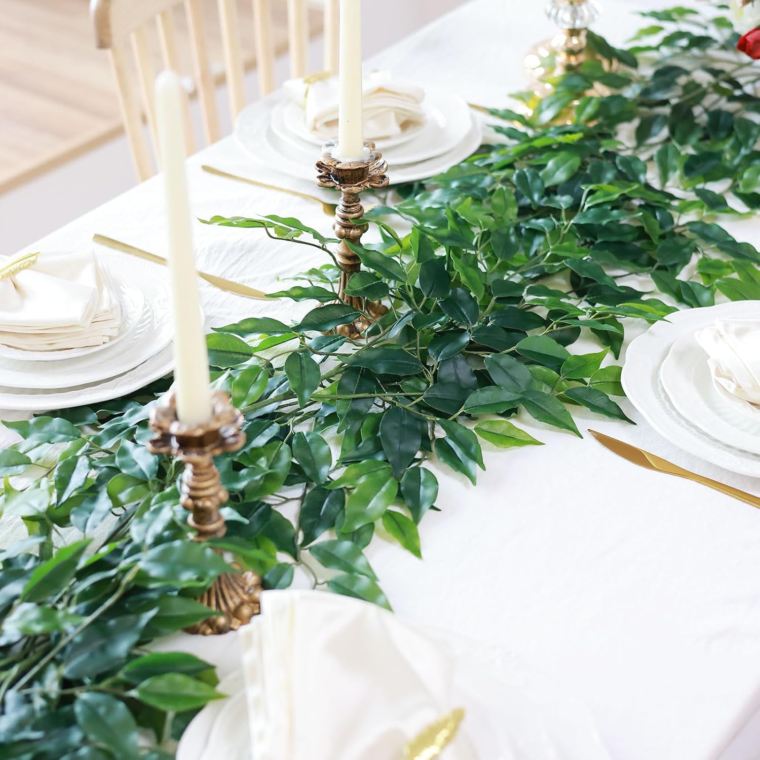 Mizii 24pcs Artificial Ficus Garland with Silk Leaves