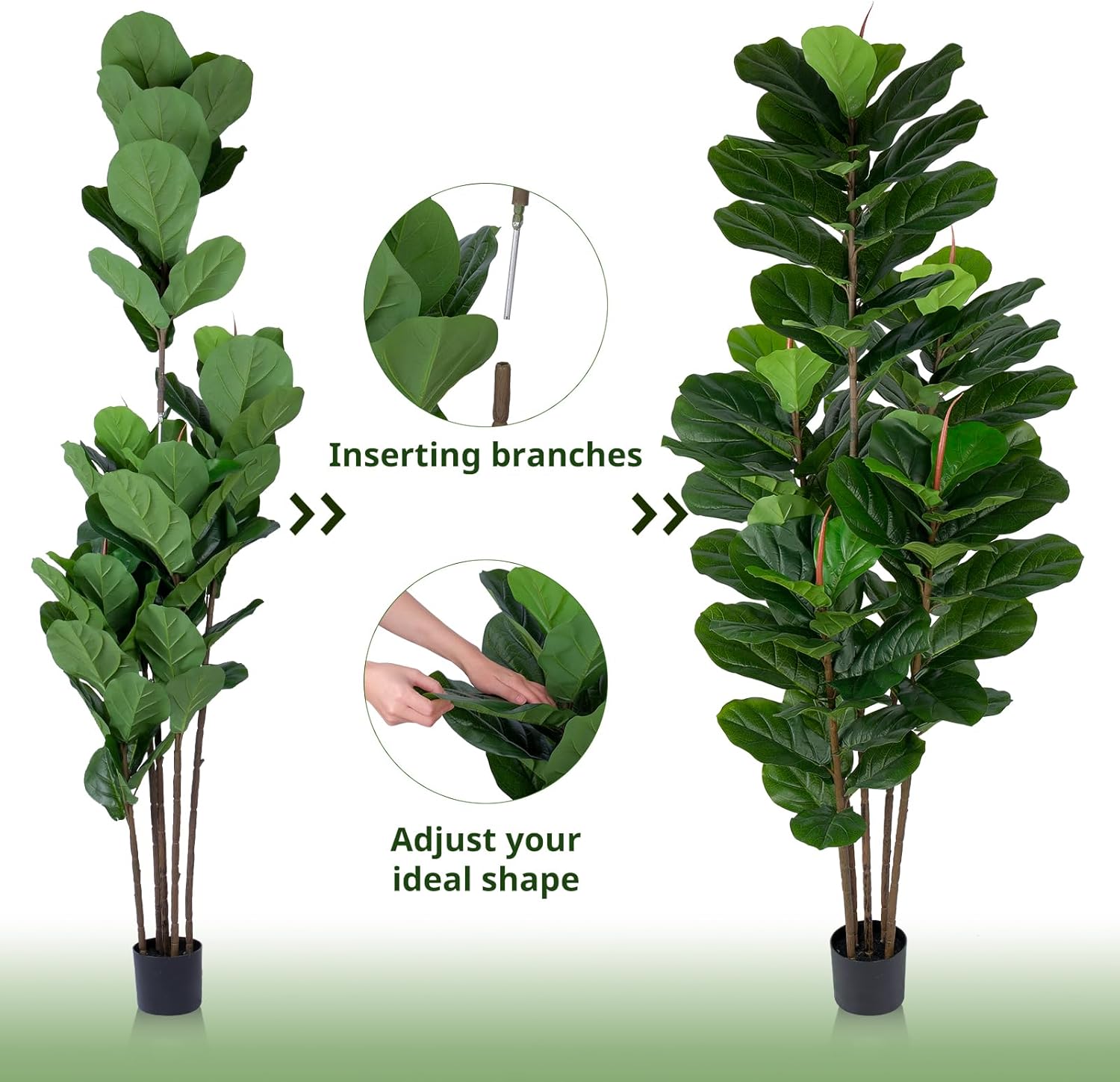 YEPDIN Faux Fiddle Leaf Fig Tree 6FT Artificial Plant