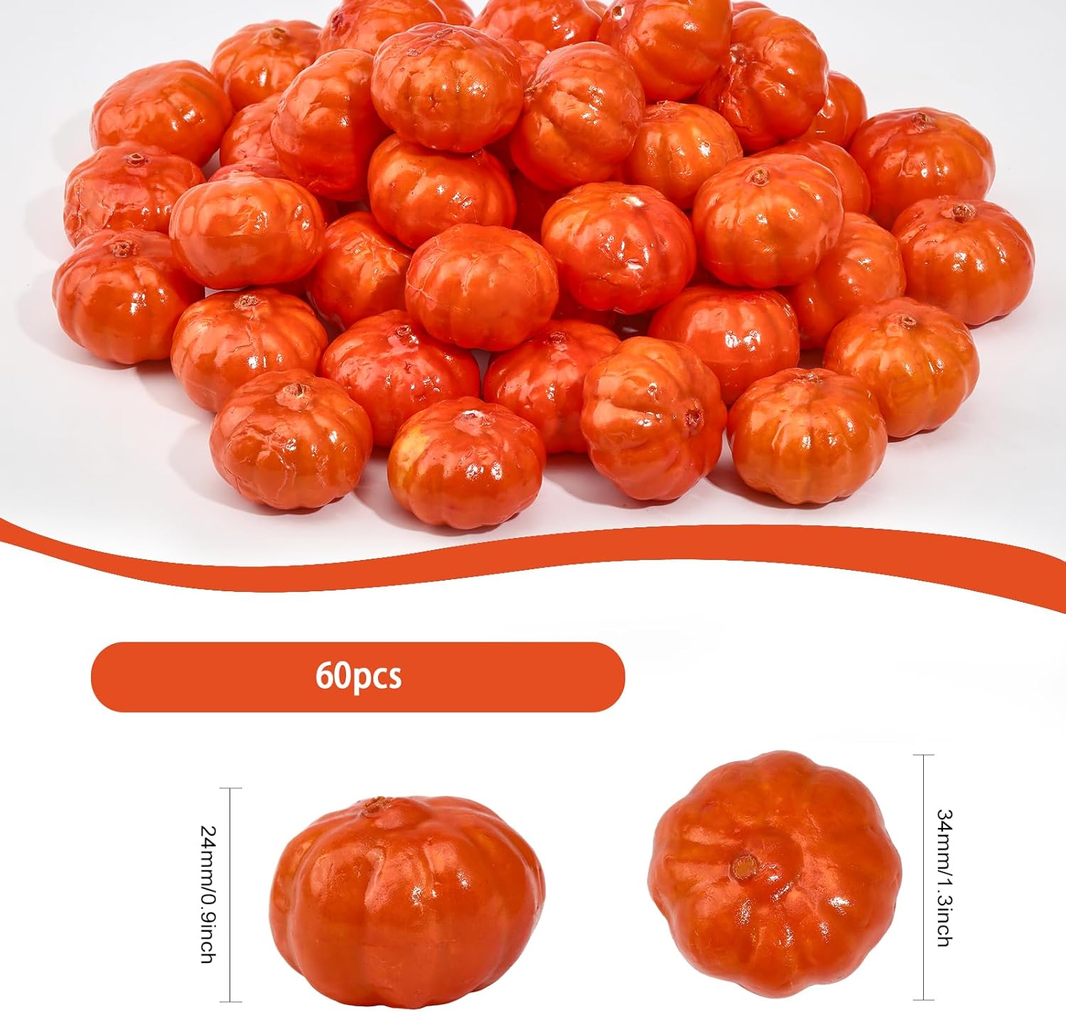 CHGCRAFT 60Pcs Foam Artificial Pumpkins Realistic Decor Models