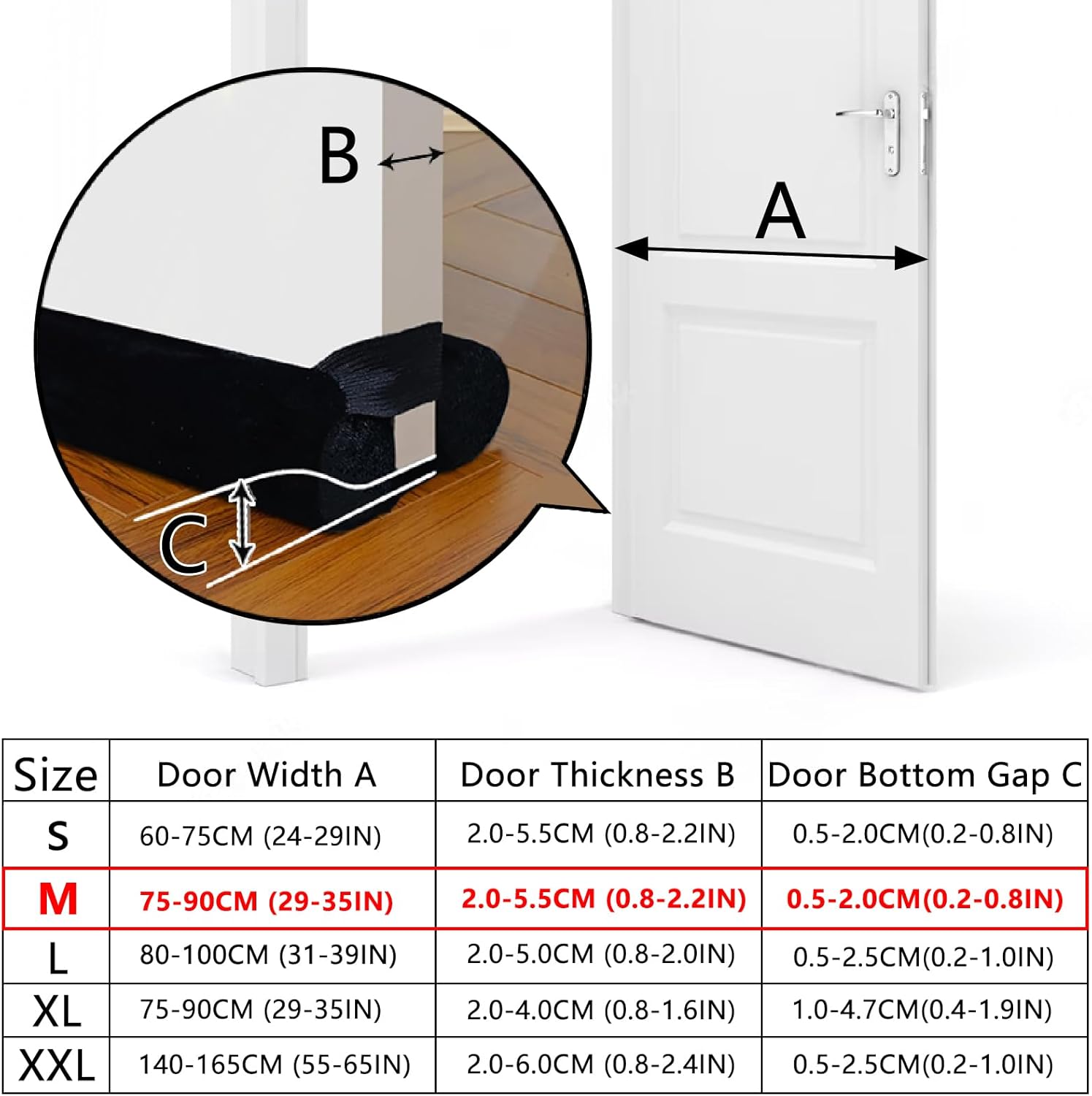 BKSAI Door Draft Stopper for 29-35 Inch Doors Black