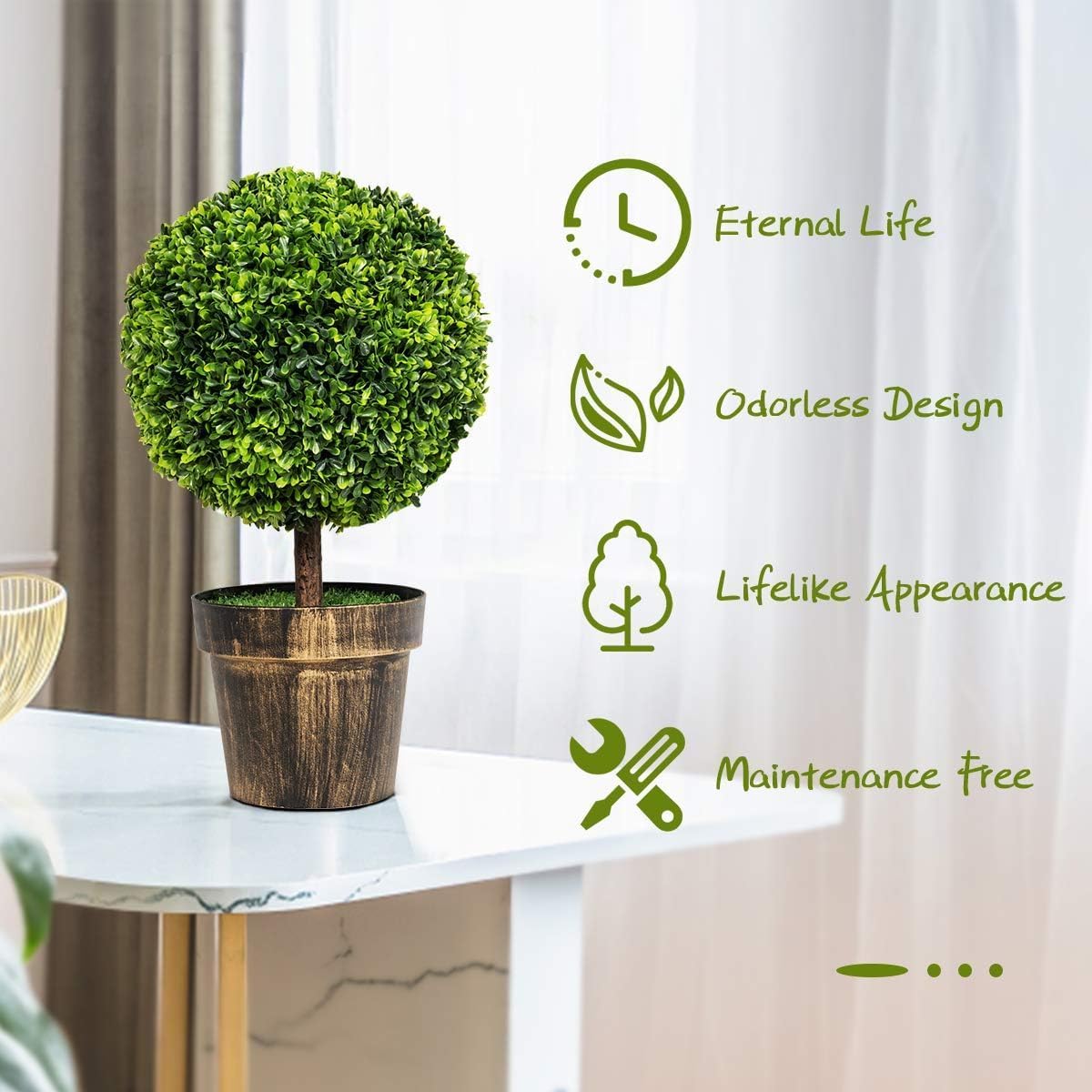SAFEPLUS 22 Inch Artificial Boxwood Topiary Tree 2 Pack