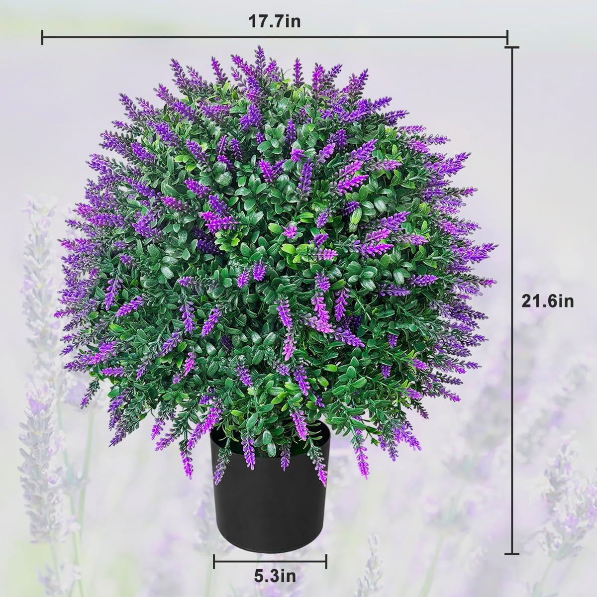 WAYNHUI Artificial Lavender Topiary Ball Trees Set of 2