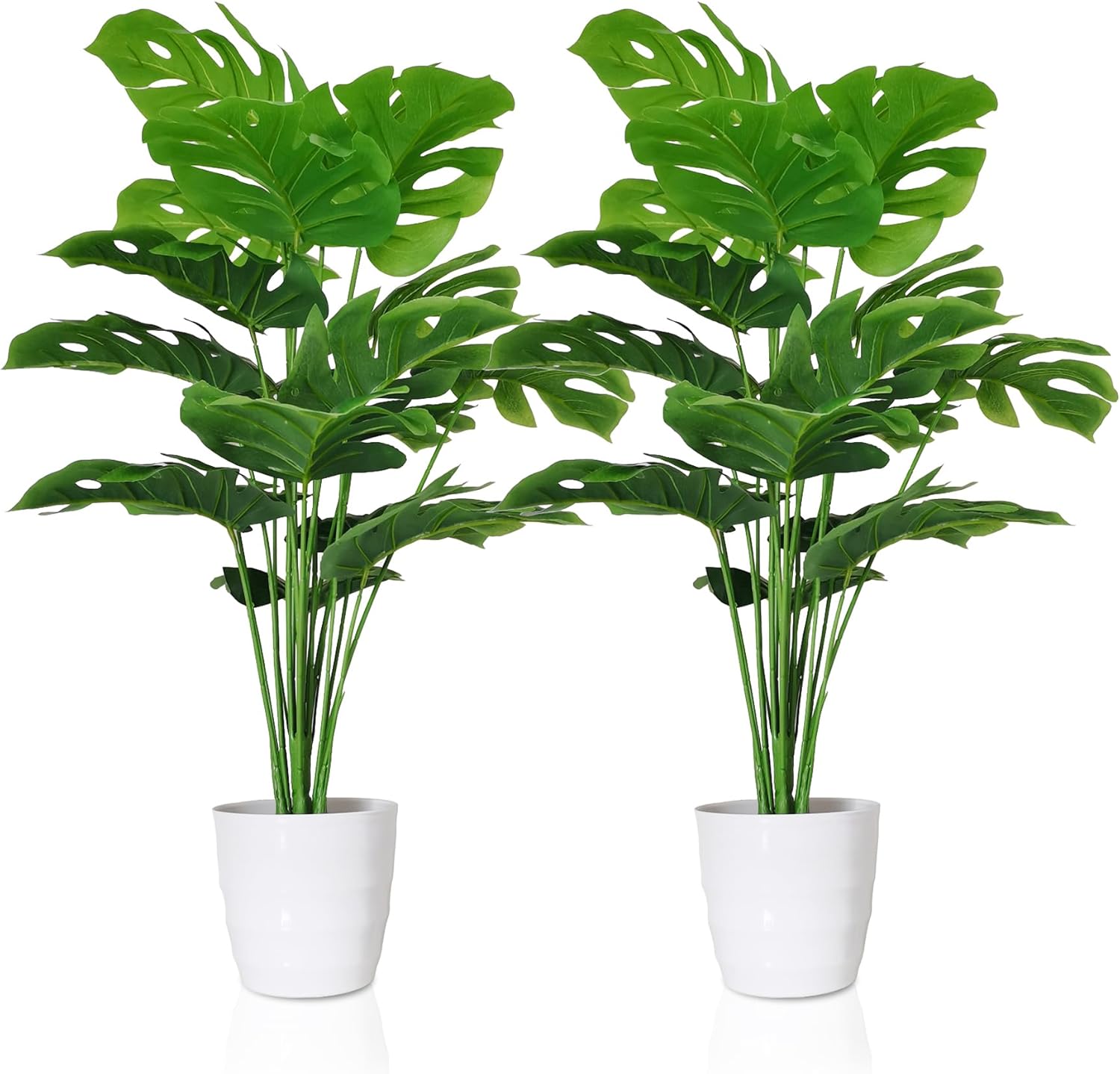 SAJANDAS 2-Piece Artificial Monstera Deliciosa Plants Set