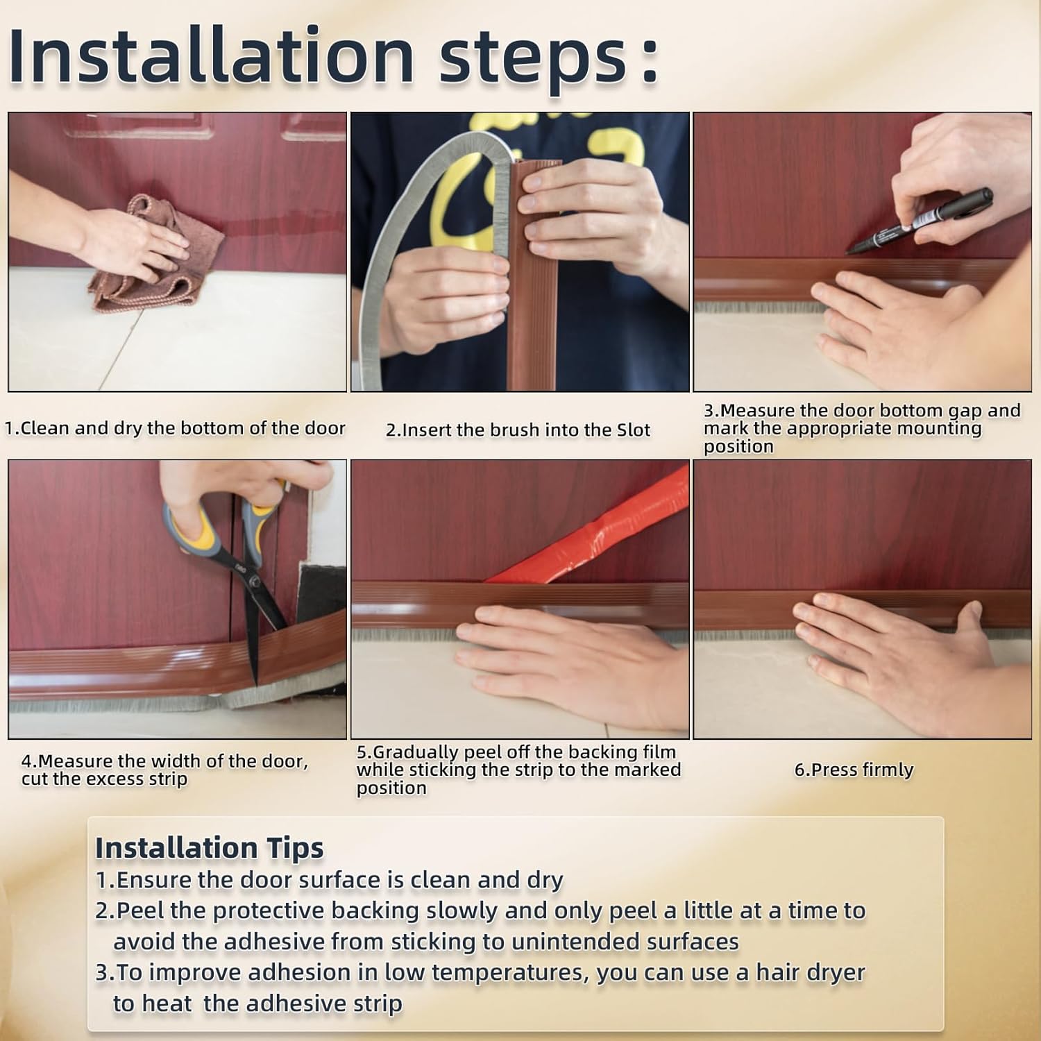 39 Inch Door Sweep with Brush and Adhesive Seal Black