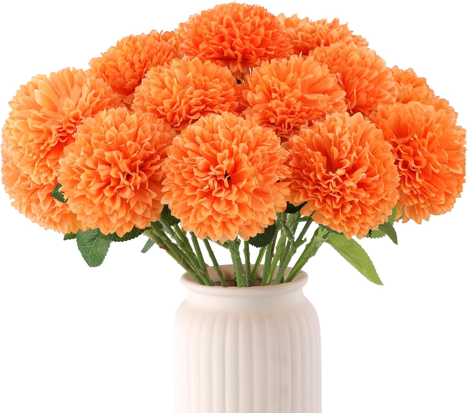 Hananona 12 Pcs Artificial Chrysanthemums Ball Flowers Orange