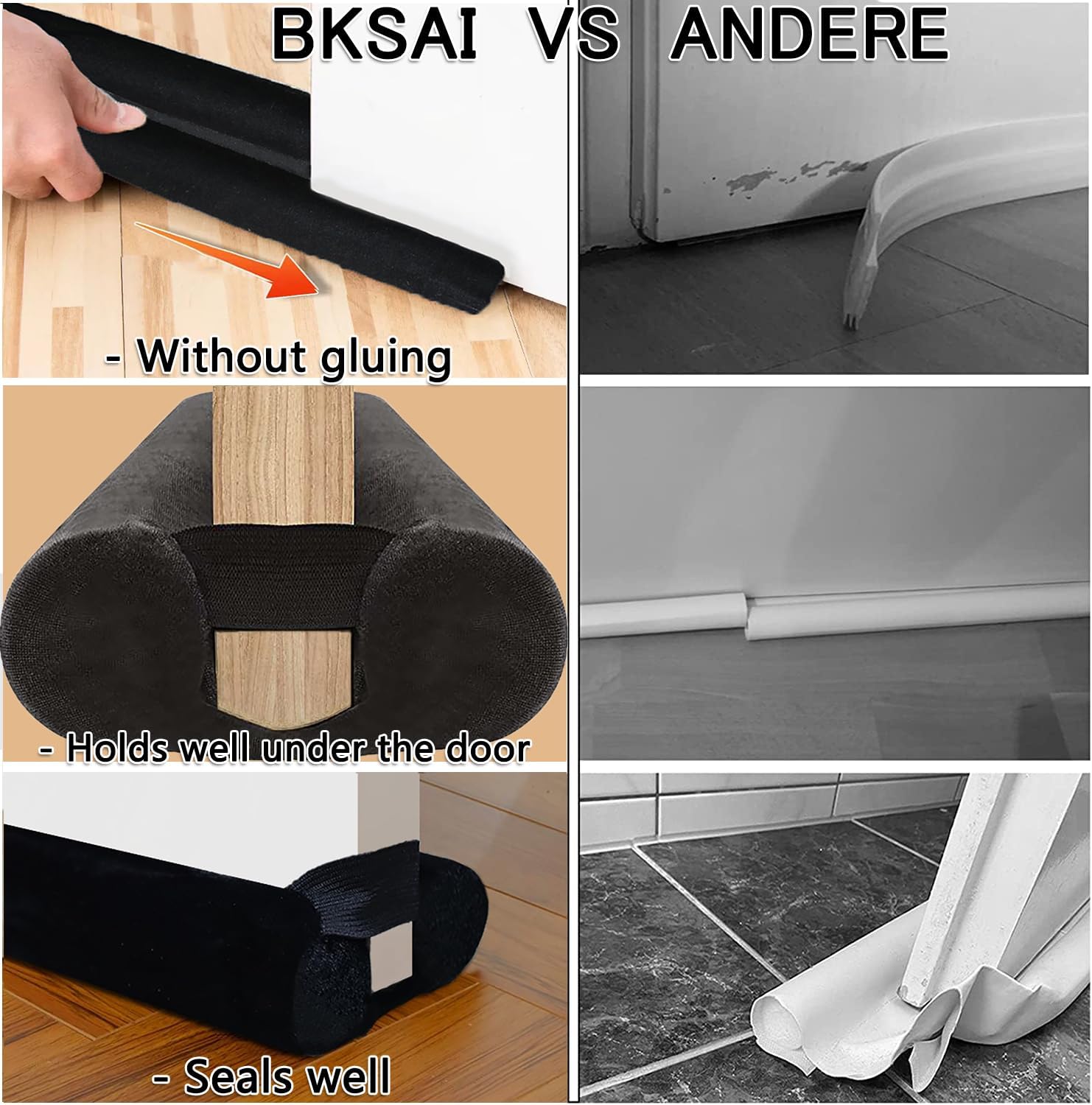 BKSAI Door Draft Stopper for 29-35 Inch Doors Black