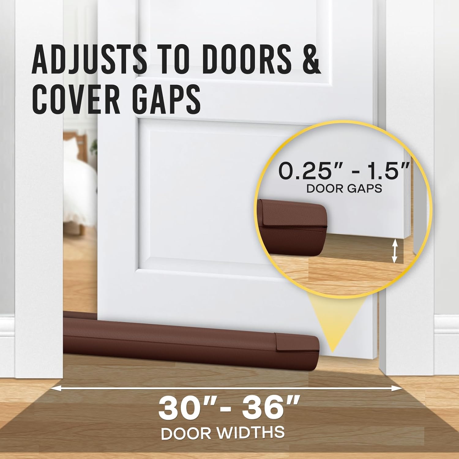 Comfyanno Under Door Draft Stopper - Brown 30 to 36 Door Fit