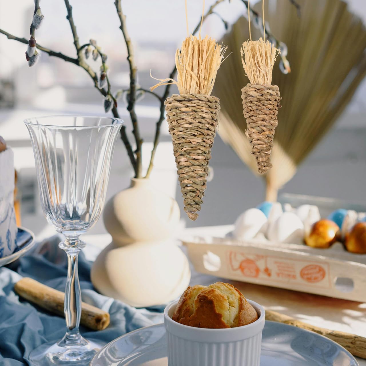Zerodeko 8pcs Easter Woven Carrot Hanging Ornaments