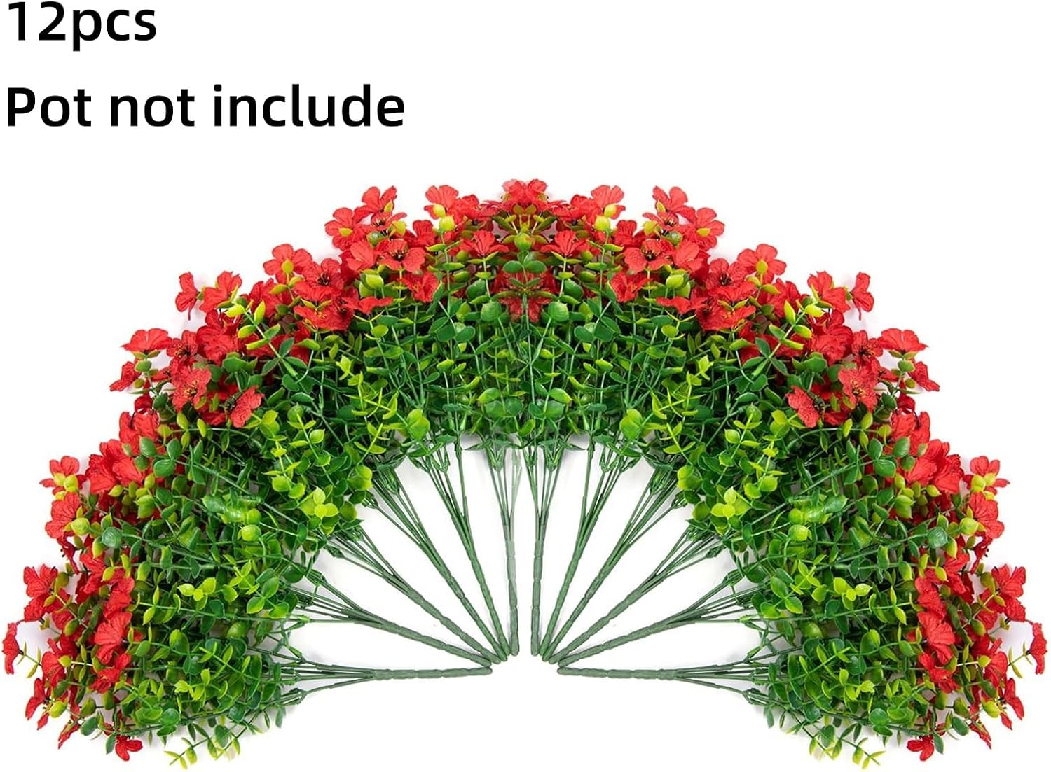 Artificial Flowers with Eucalyptus Leaves 12 Bundles Red