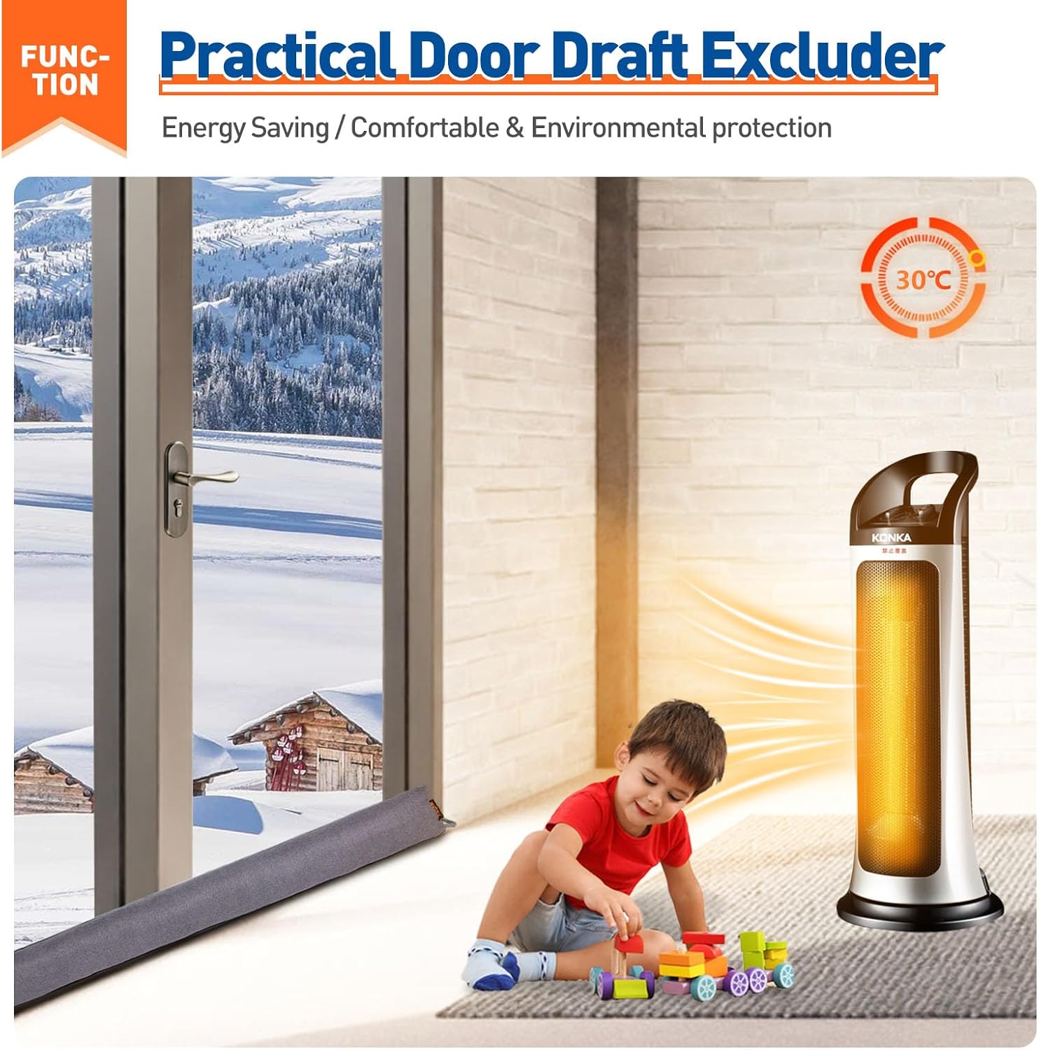 MAGZO 36 Inch Door Draft Stopper Gray