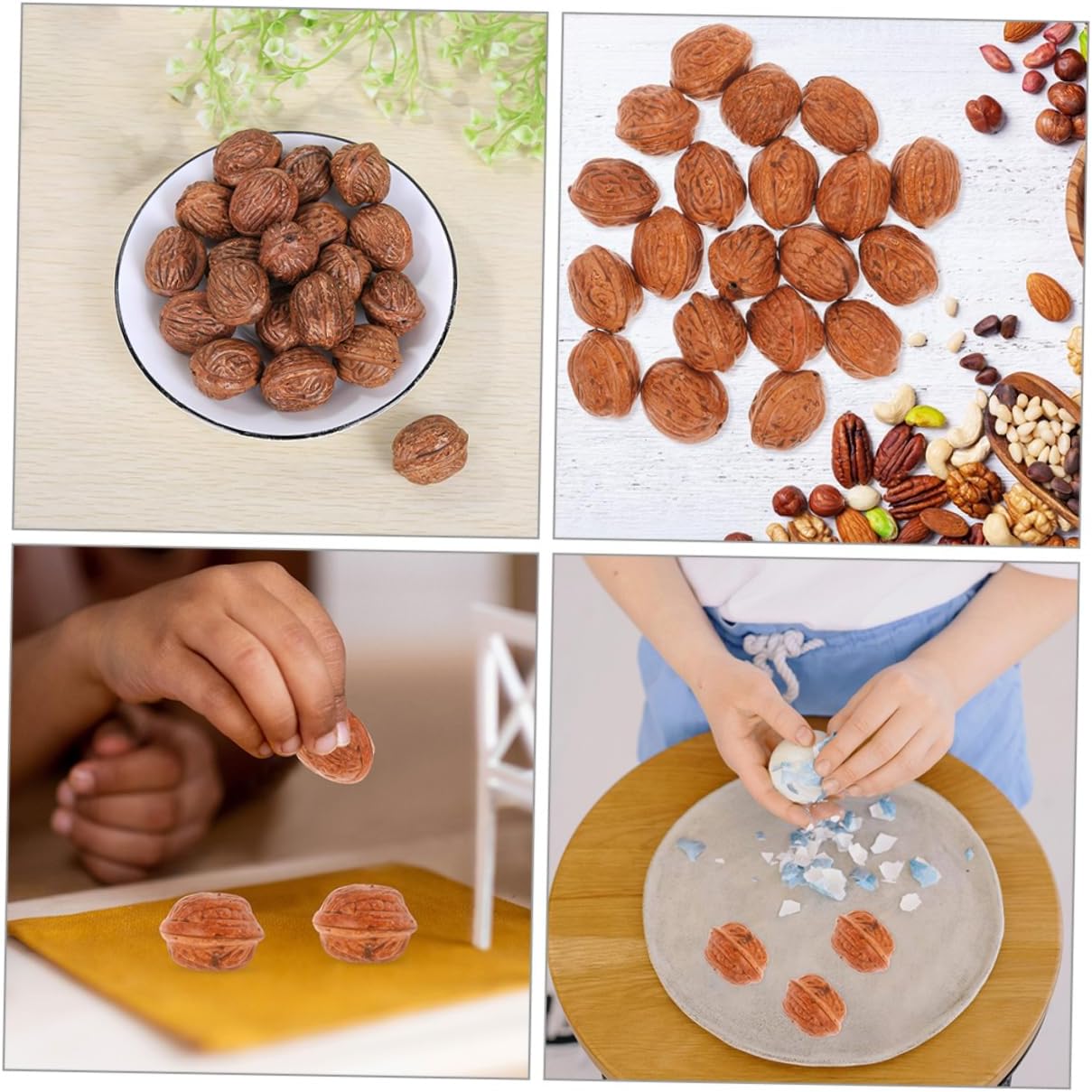 50pcs Artificial Walnut Models Fake Nuts Decorations