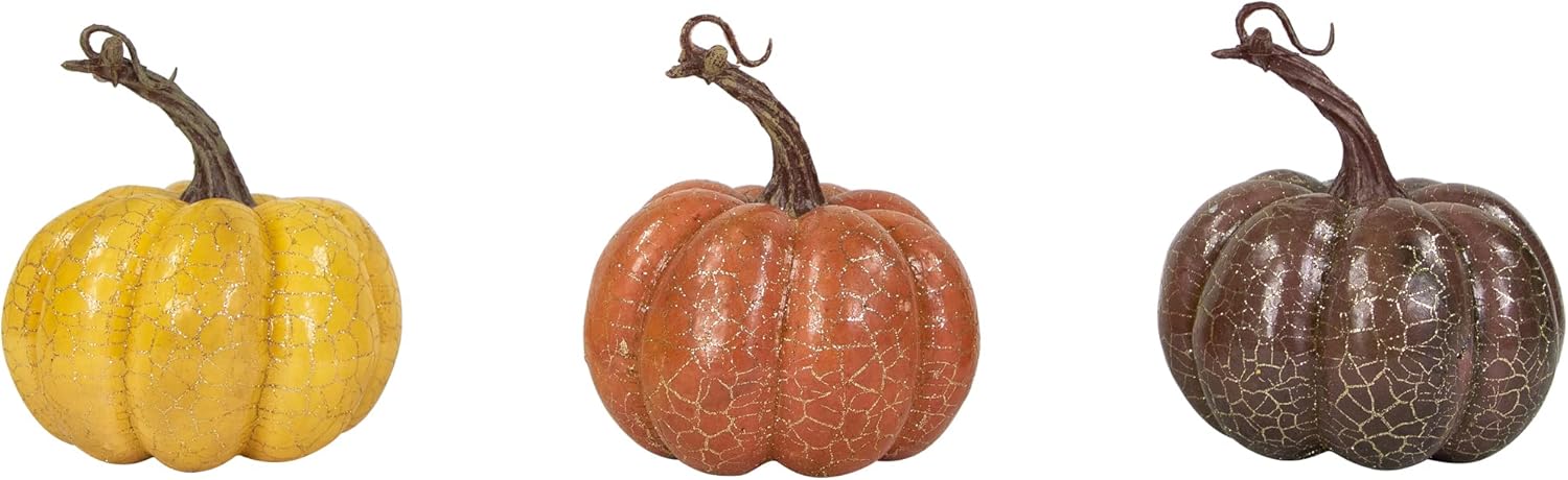 Northlight Crackle Finish Fall Pumpkins Set of 3