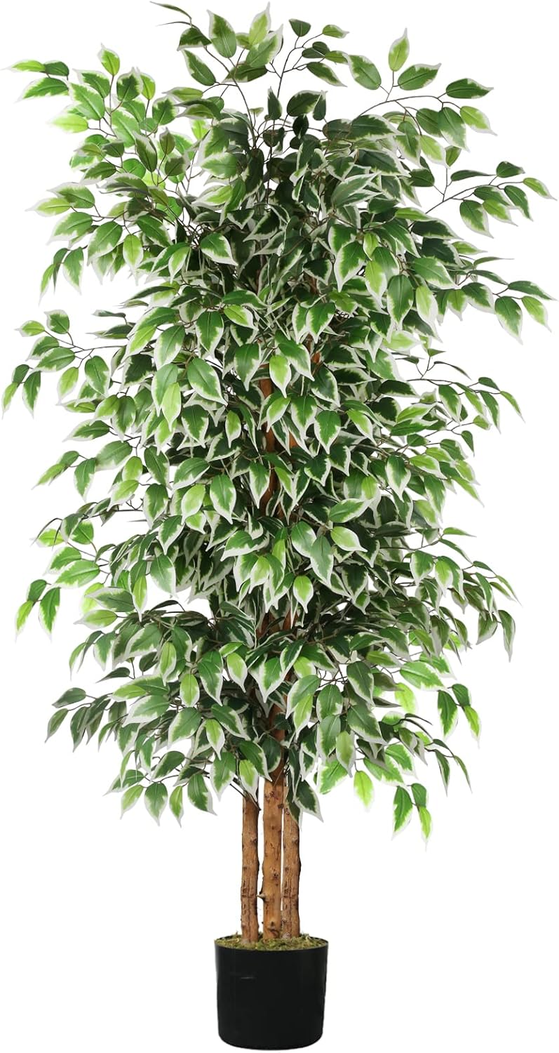 GTIDEA 6ft Artificial Ficus Tree with Natural Trunk