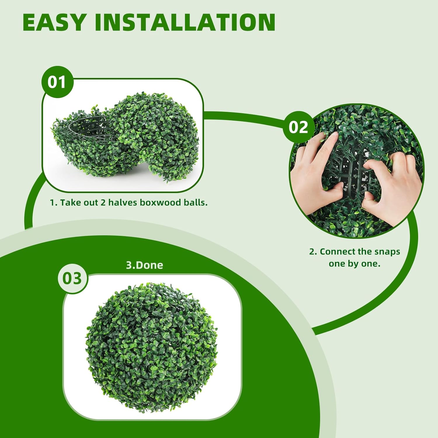 GarveeHome Artificial Topiary Balls 2 Pcs Outdoor Decor