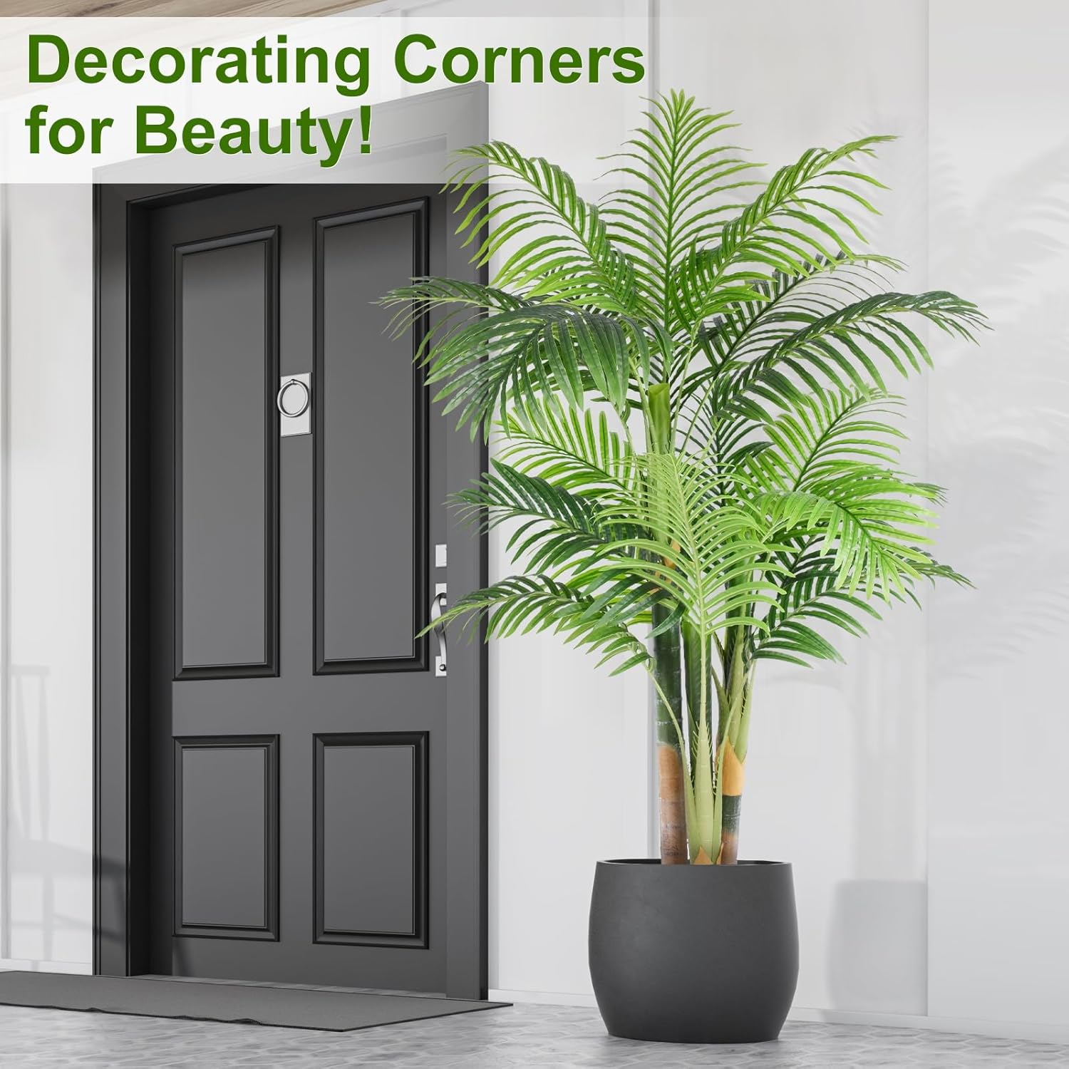 5ft Triple Golden Cane Palm Artificial Tree in Pot