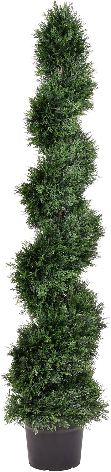 Vickerman Artificial Cedar Topiary Spiral Tree 5 Foot Tall