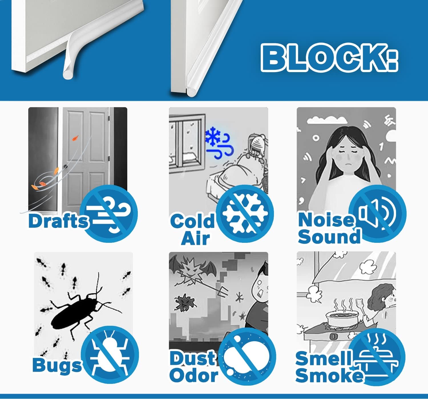 MAXTID 36 Inch White Door Draft Stopper