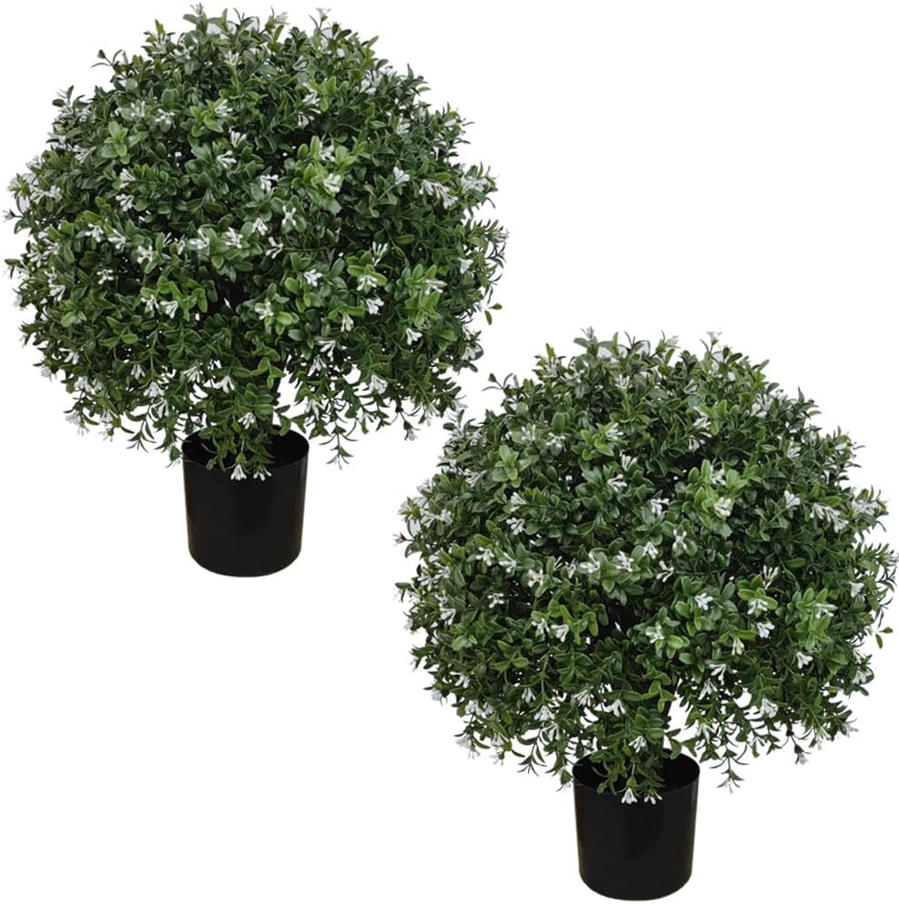 ALL SEASON GREEN Boxwood Ball Artificial Topiary Set of 2