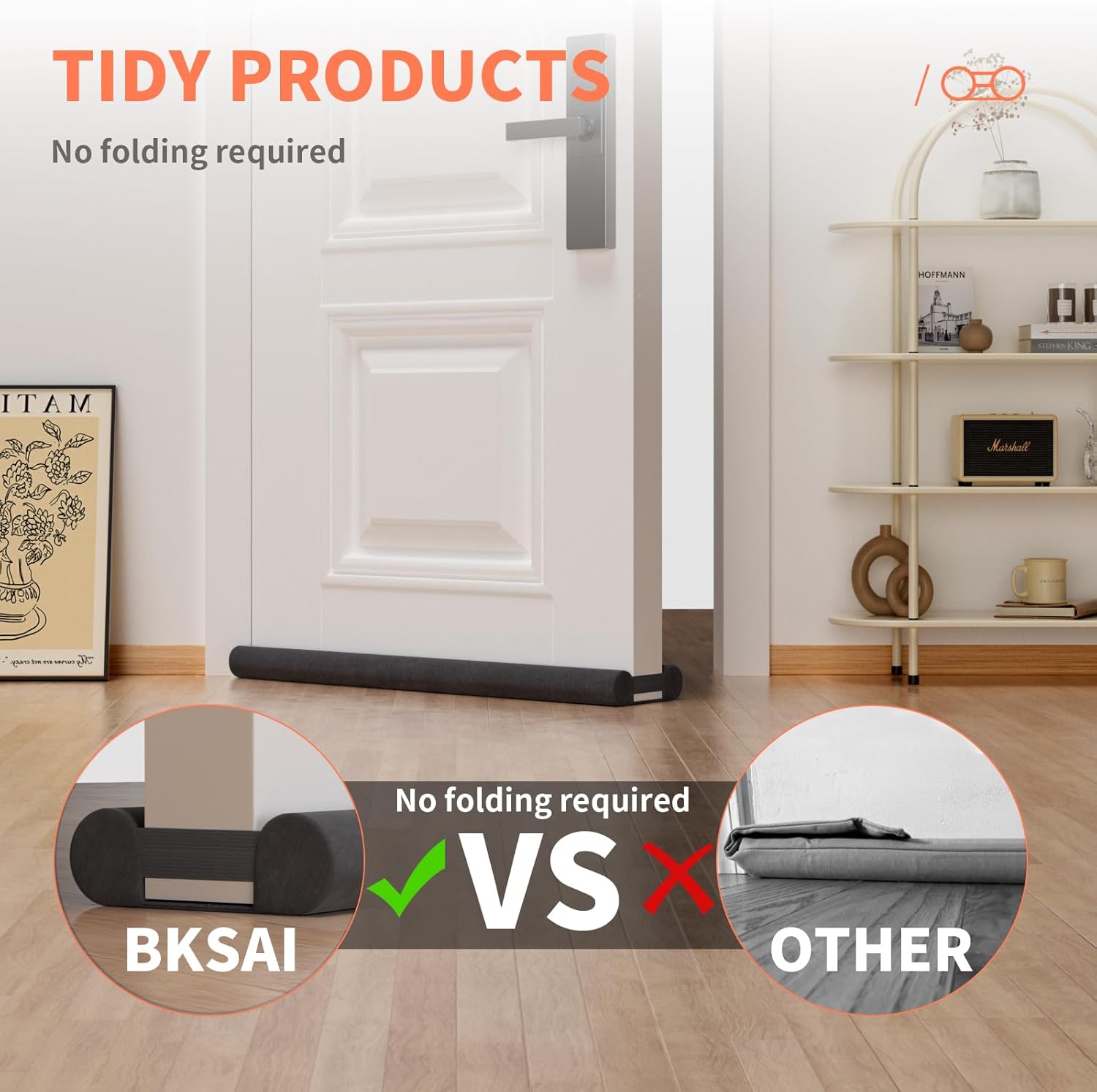 BKSAI Upgraded Door Draft Stopper 28-32in Black