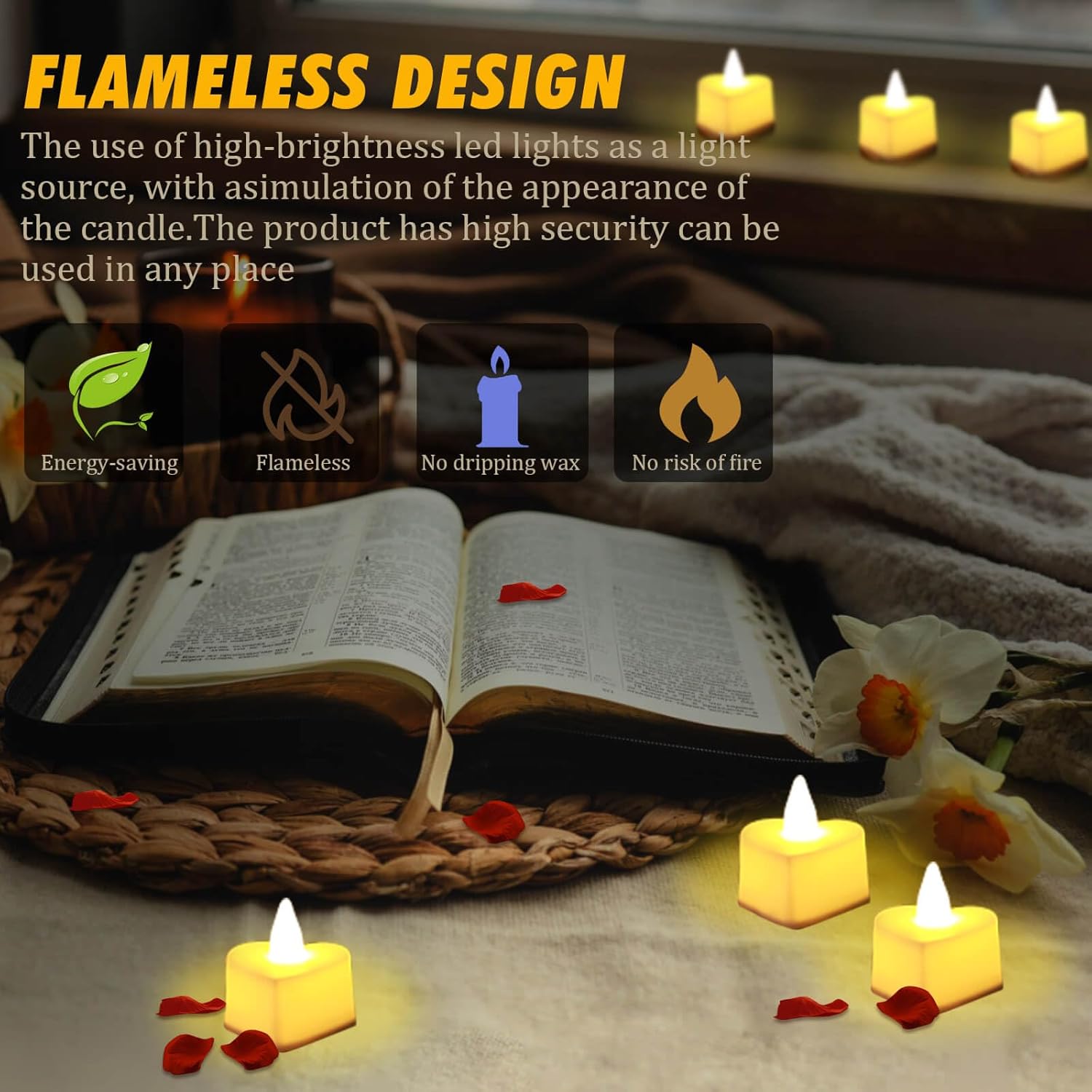 Acejoz Rose Petals and Candles Set for Romantic Decorations