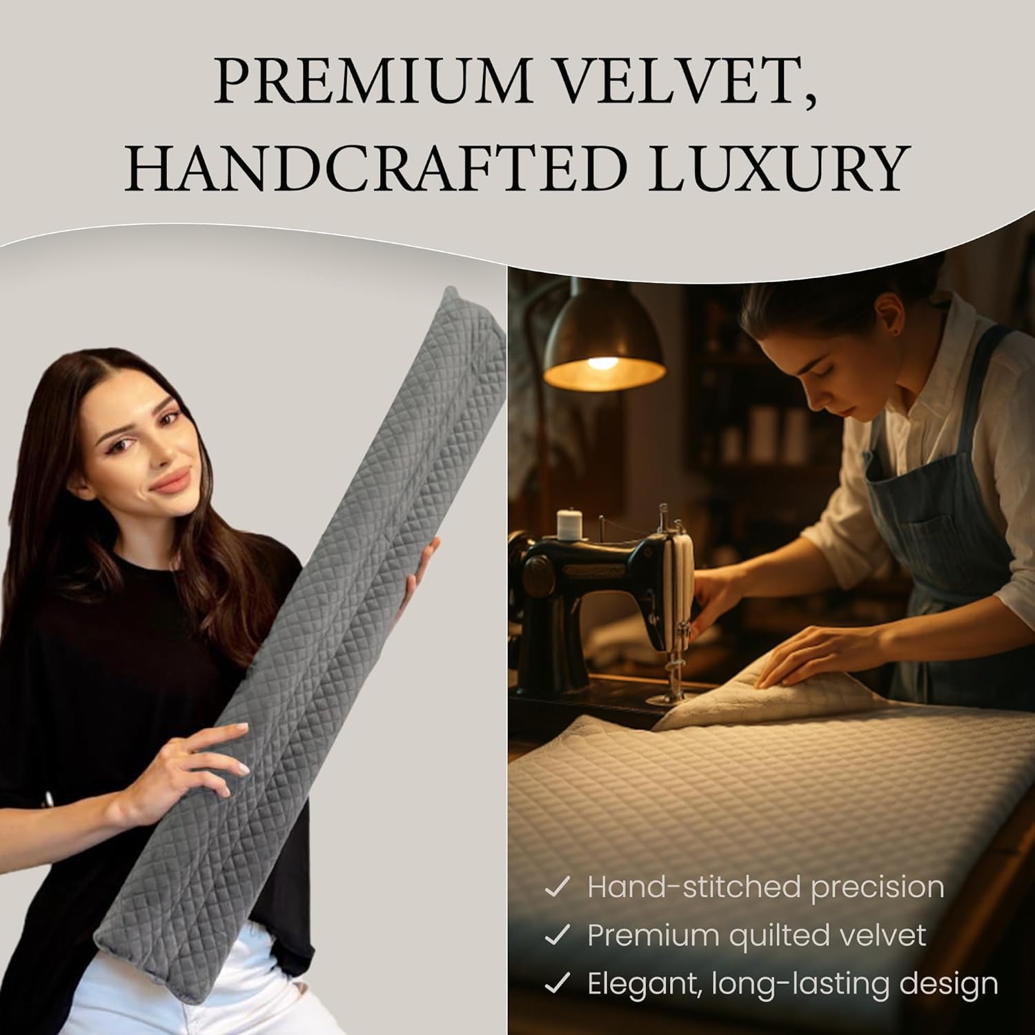Premium Velvet Door Draft Stopper 30 to 36 Adjustable