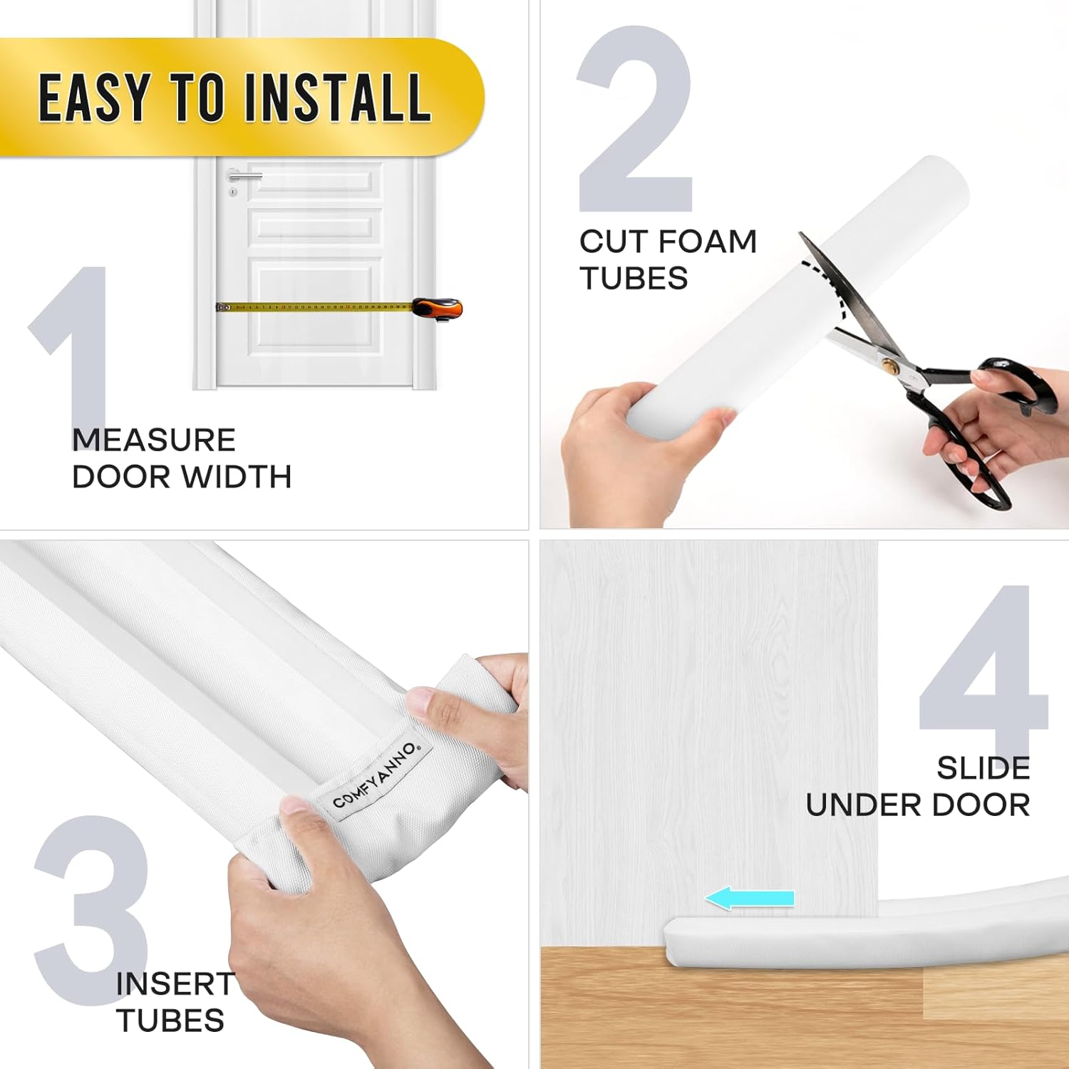 Comfyanno Under Door Draft Stopper - 30 to 36 Fit - Windproof Soundproof
