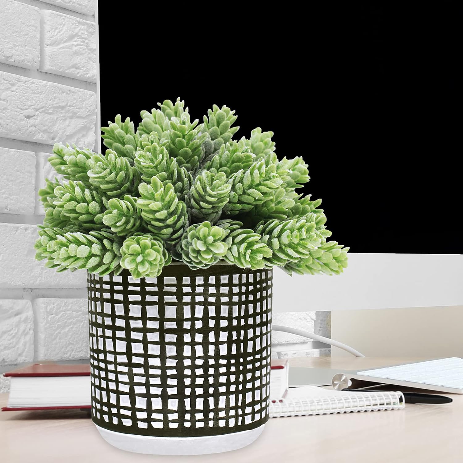 Winlyn 3 Pcs Artificial Succulents Hanging Plants Greenery Decor Set