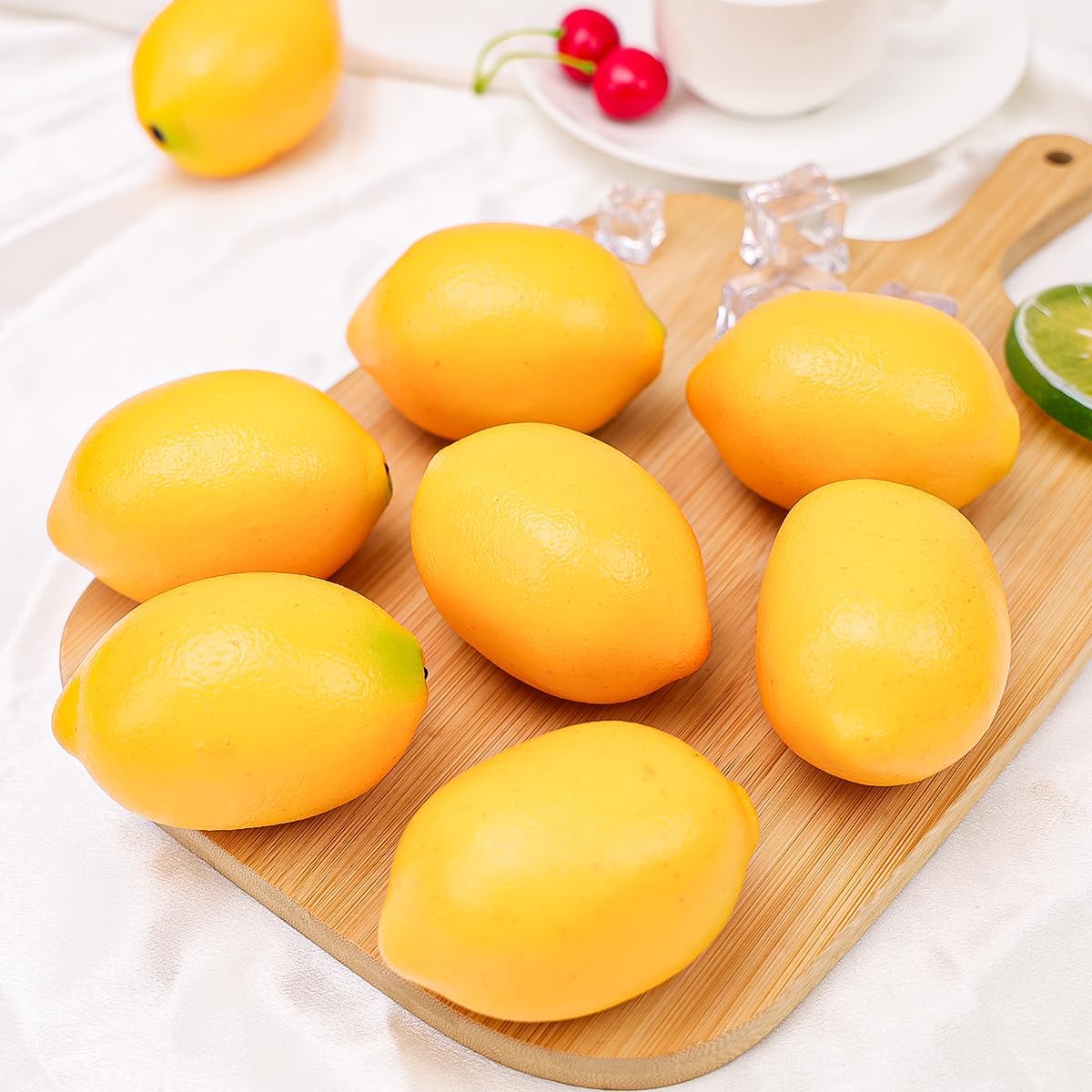 Gresorth 8pcs Artificial Lifelike Yellow Lemon Decor