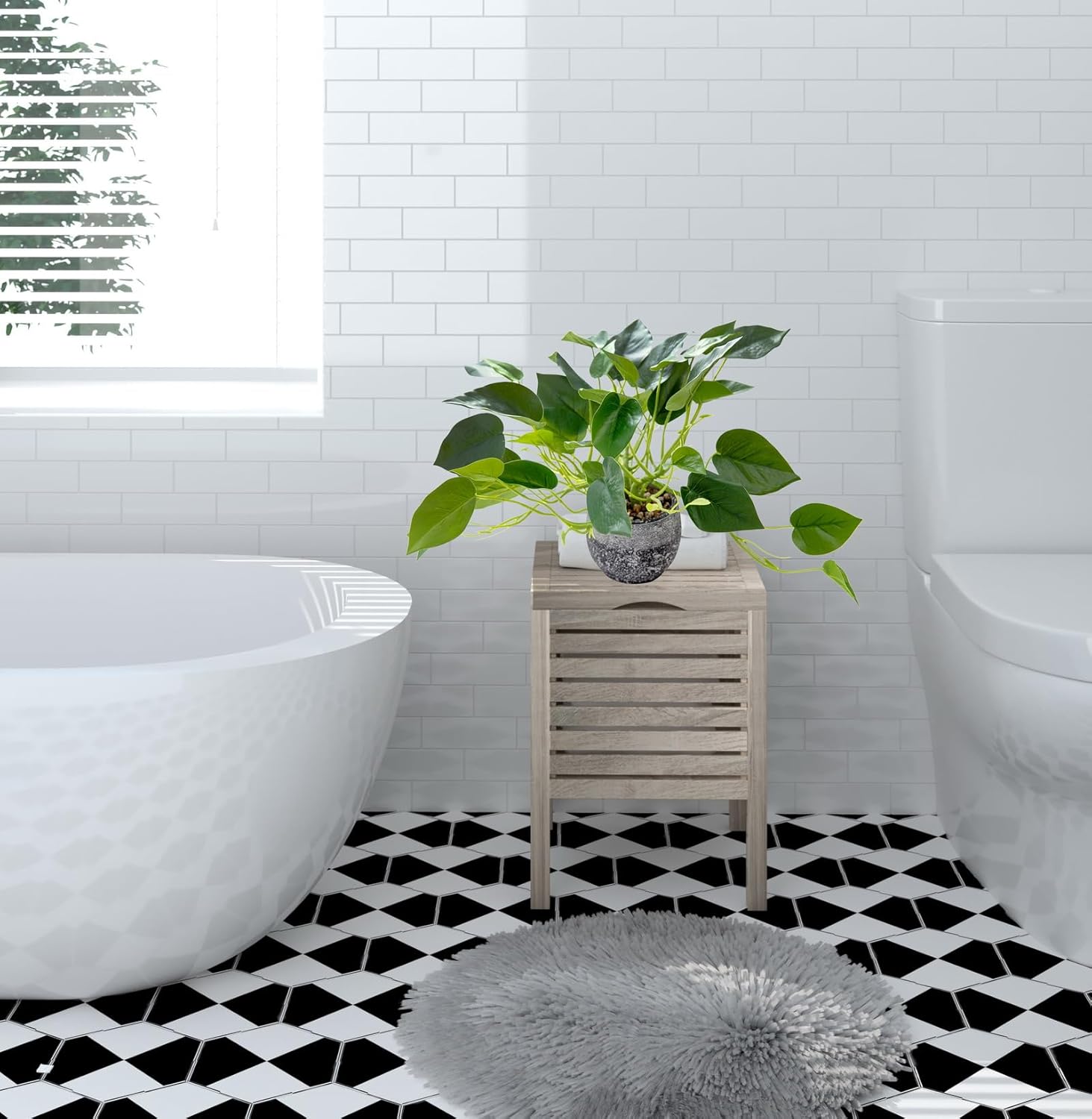 AlphaAcc Artificial Ivy Plant in Rustic Black Cement Pot