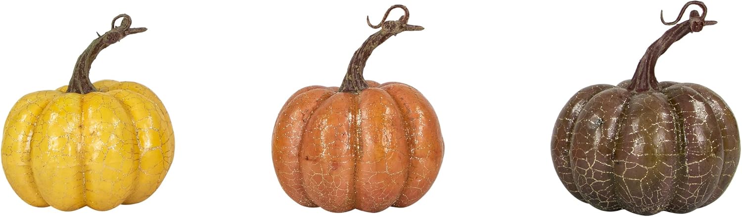 Northlight Crackle Finish Fall Pumpkins Set of 3