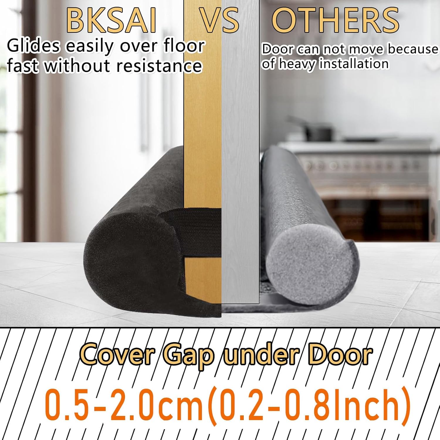 BKSAI Door Draft Stopper for 29-35 Inch Doors Black