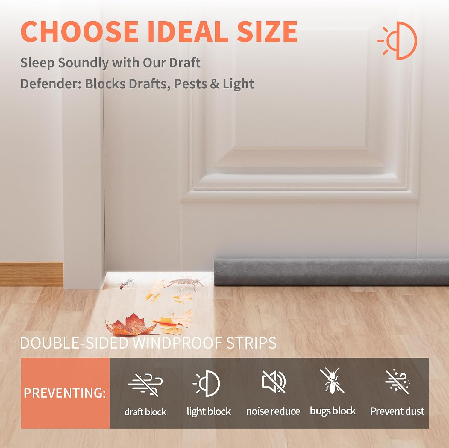 BKSAI Door Draft Stopper 28-32in Grey