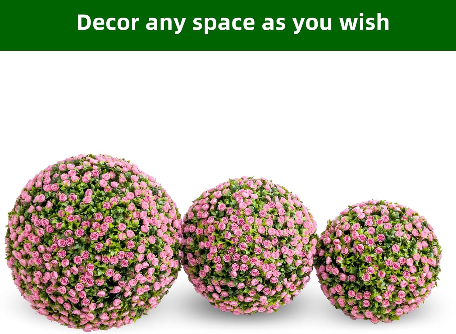 Garvee 177 Inch Artificial Topiary Balls Set of 2 Pink Rose