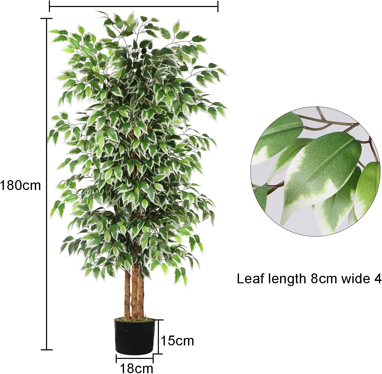GTIDEA 6ft Artificial Ficus Tree with Natural Trunk