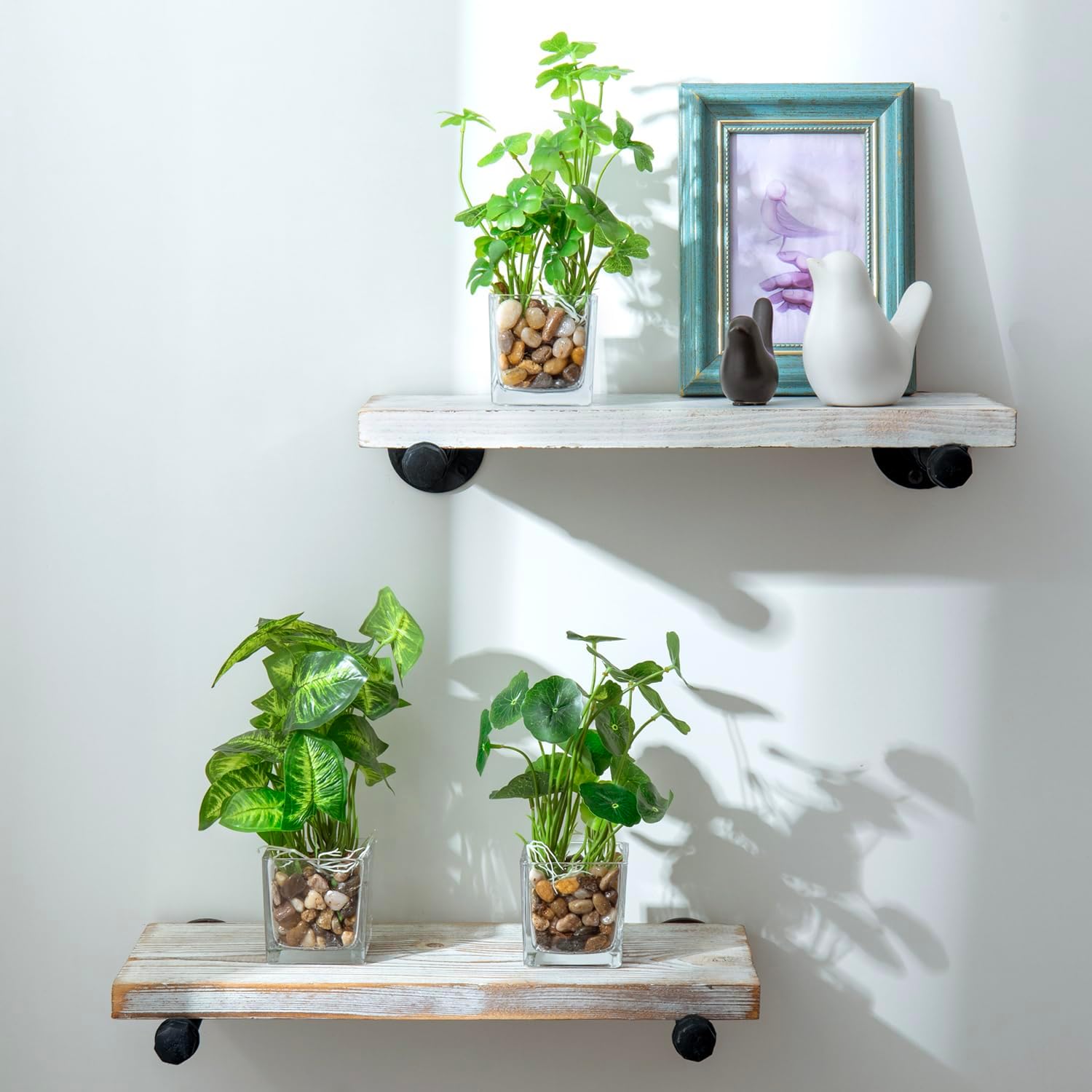 MyGift Set of 3 Fake Plants with Clear Glass Pots