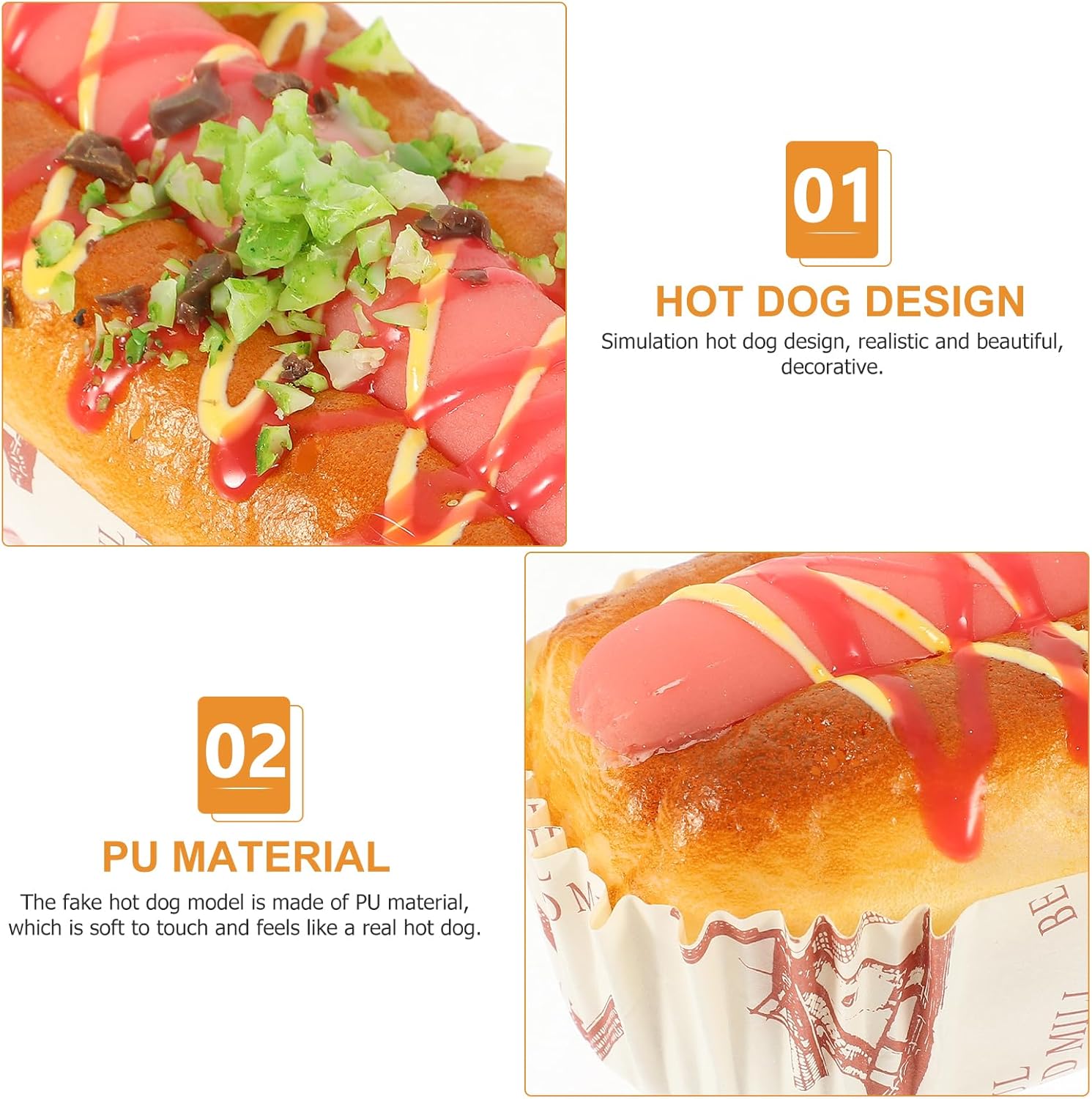 LUOZZY Realistic Hot Dog Bread Photo Prop Decor