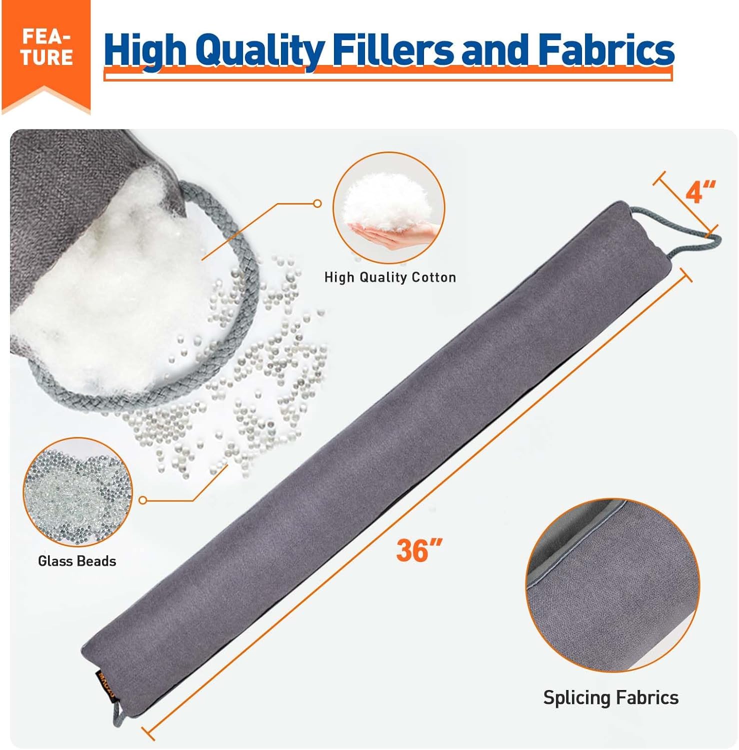 MAGZO 36 Inch Door Draft Stopper Gray