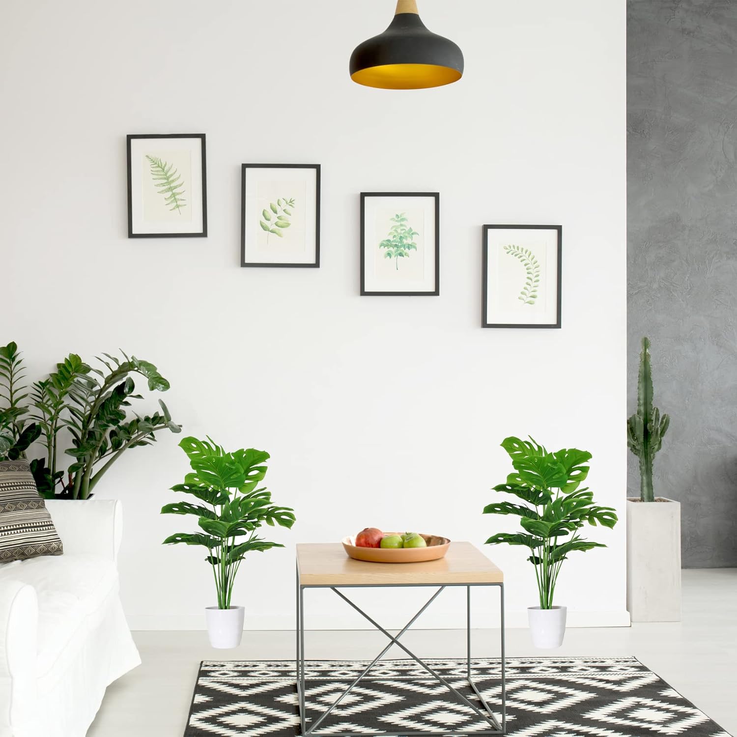 SAJANDAS 2-Piece Artificial Monstera Deliciosa Plants Set