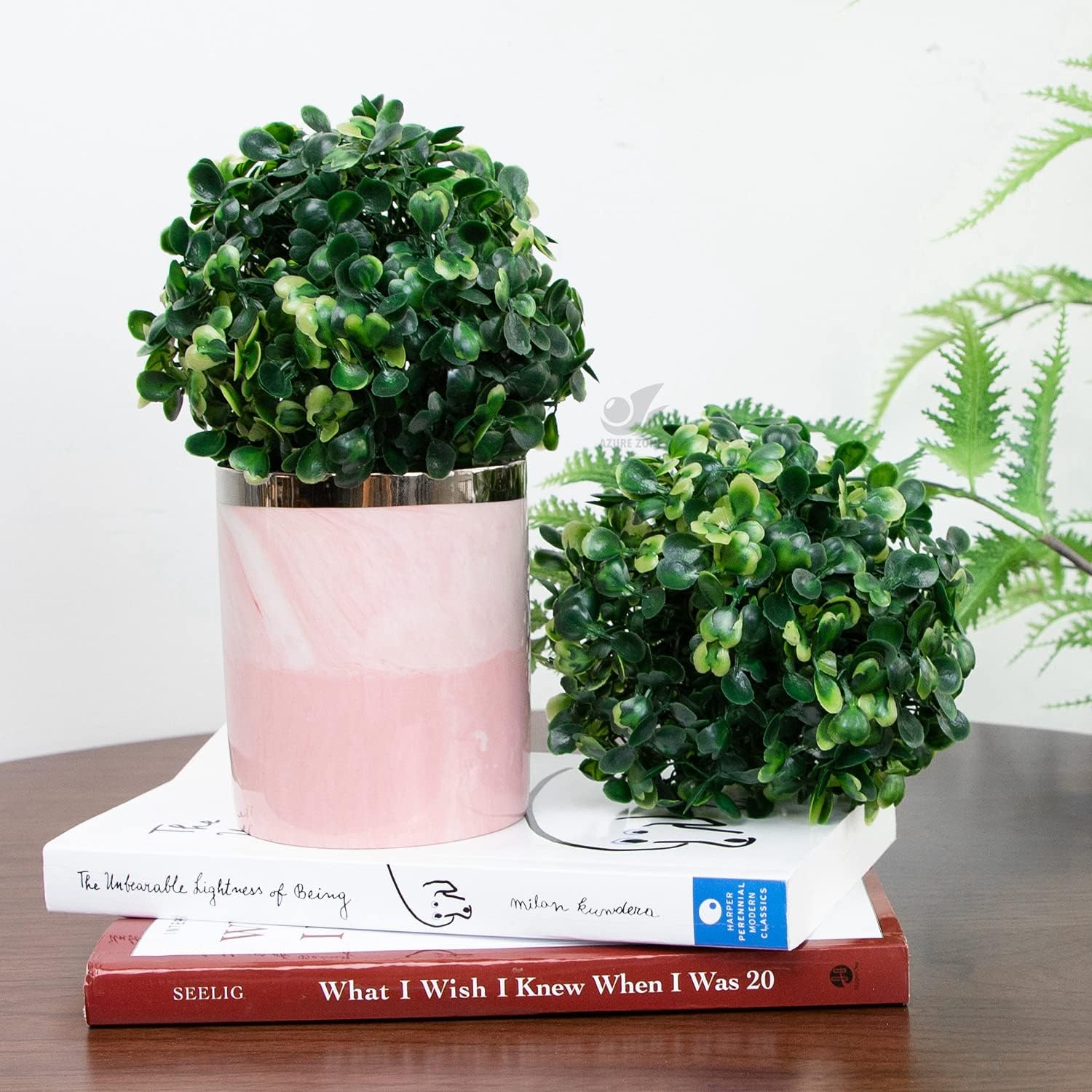 Azure Zone Pack of 6 4 Inch Artificial Boxwood Topiary Plants
