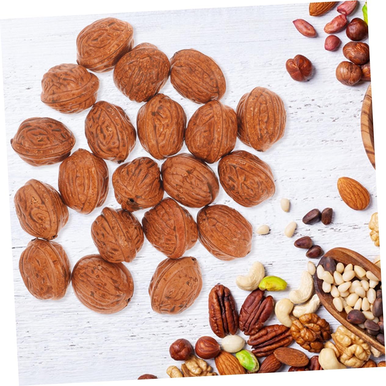 50pcs Artificial Walnut Models Fake Nuts Decorations