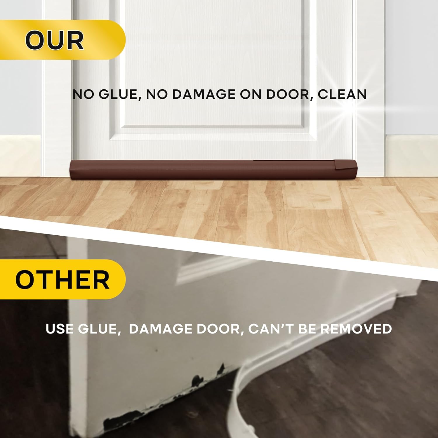 Comfyanno Under Door Draft Stopper - Brown 30 to 36 Door Fit