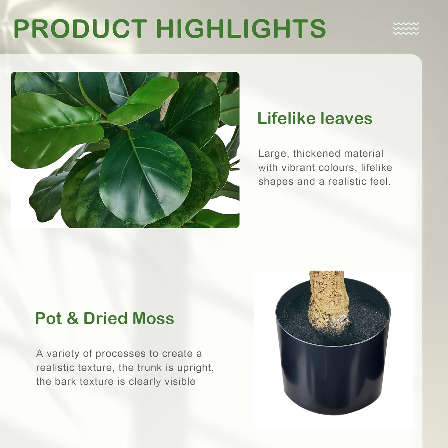 VECELO Artificial Fiddle Leaf Fig Tree 6FT Tall Fake Floor Plant