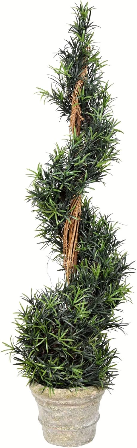 Vickerman Artificial Spiral Rosemary Tree 45 Inch Potted