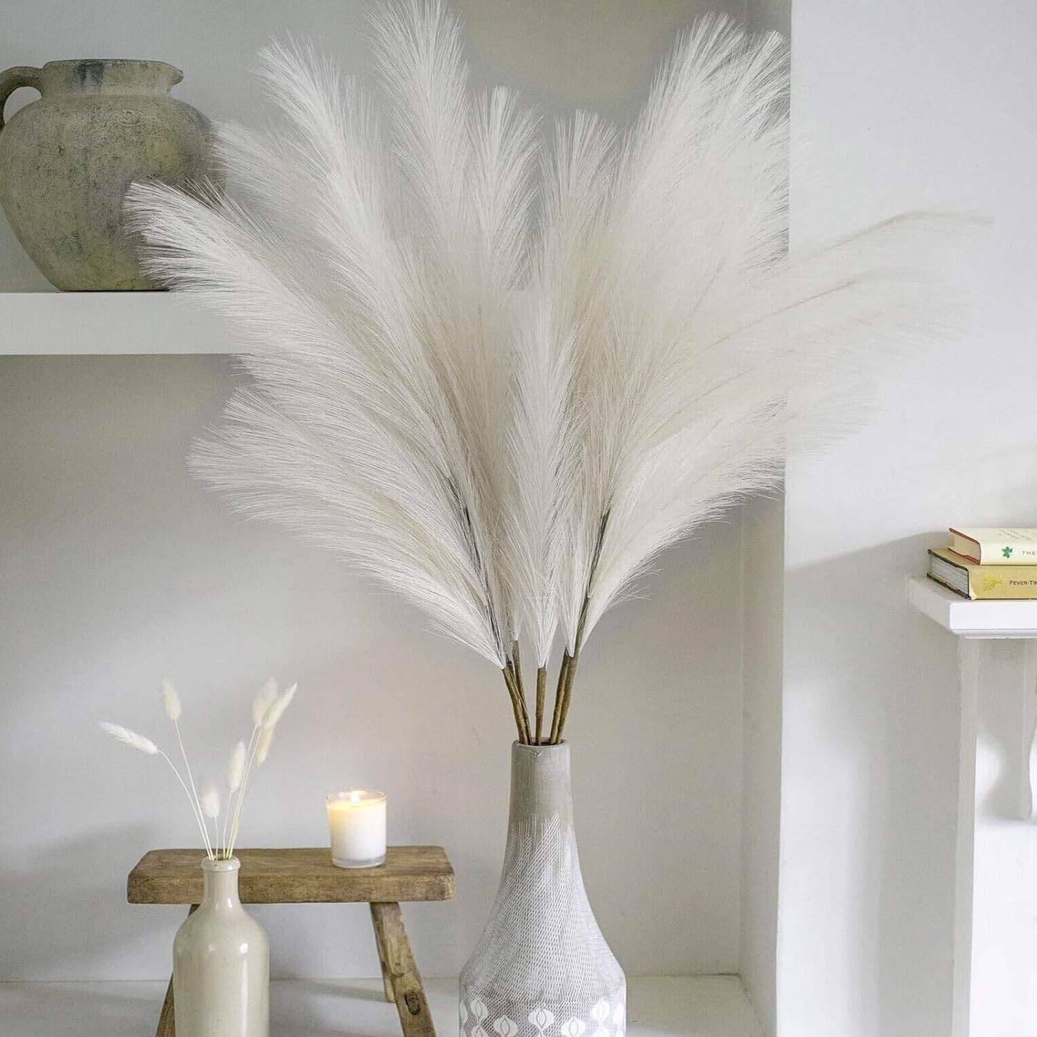 38 Inch 10 Stems White Pampas Grass Decor