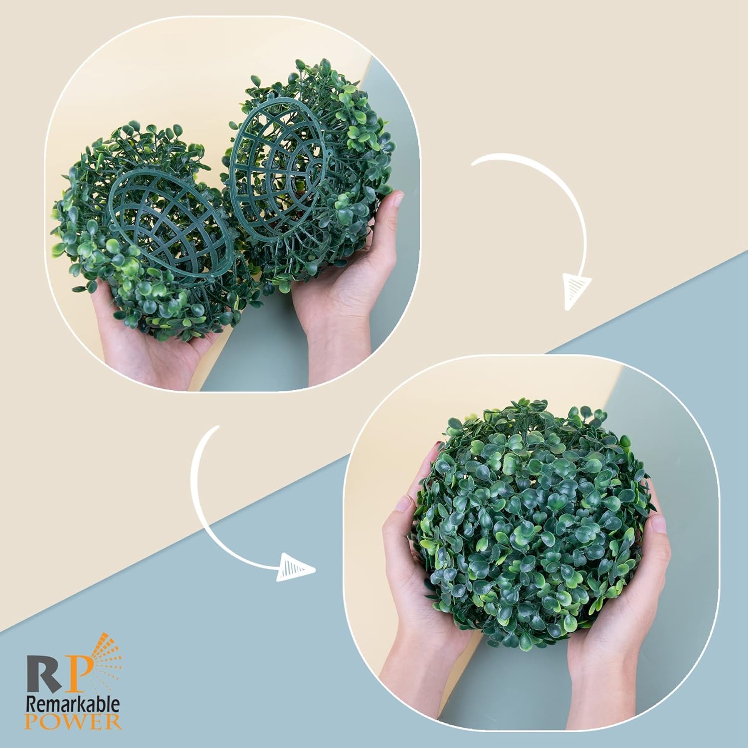 RP Remarkable Power 4 Pack 7 Inch Artificial Topiary Plant Ball Boxwood