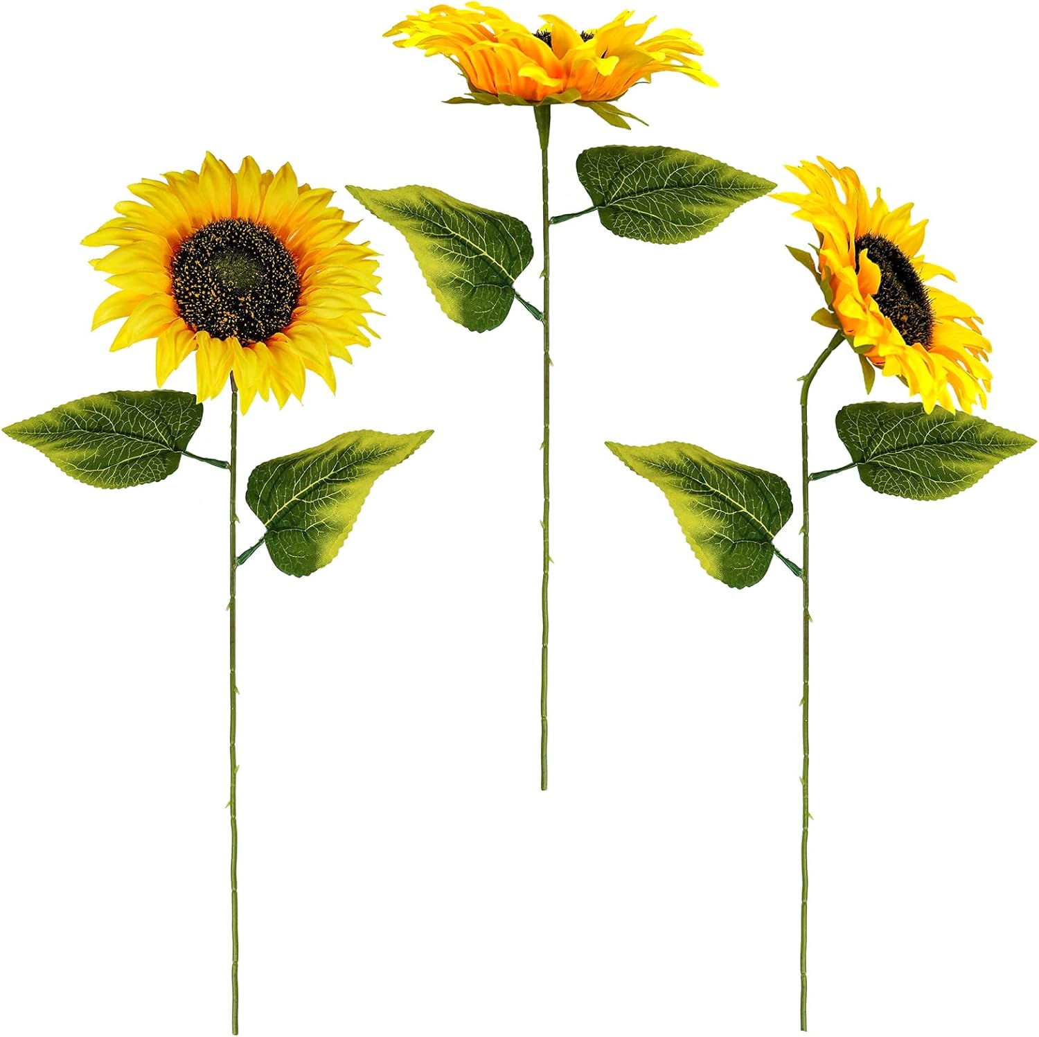 Winlyn 9-Pack Artificial Sunflower Stems for Vase Bouquets Centerpieces