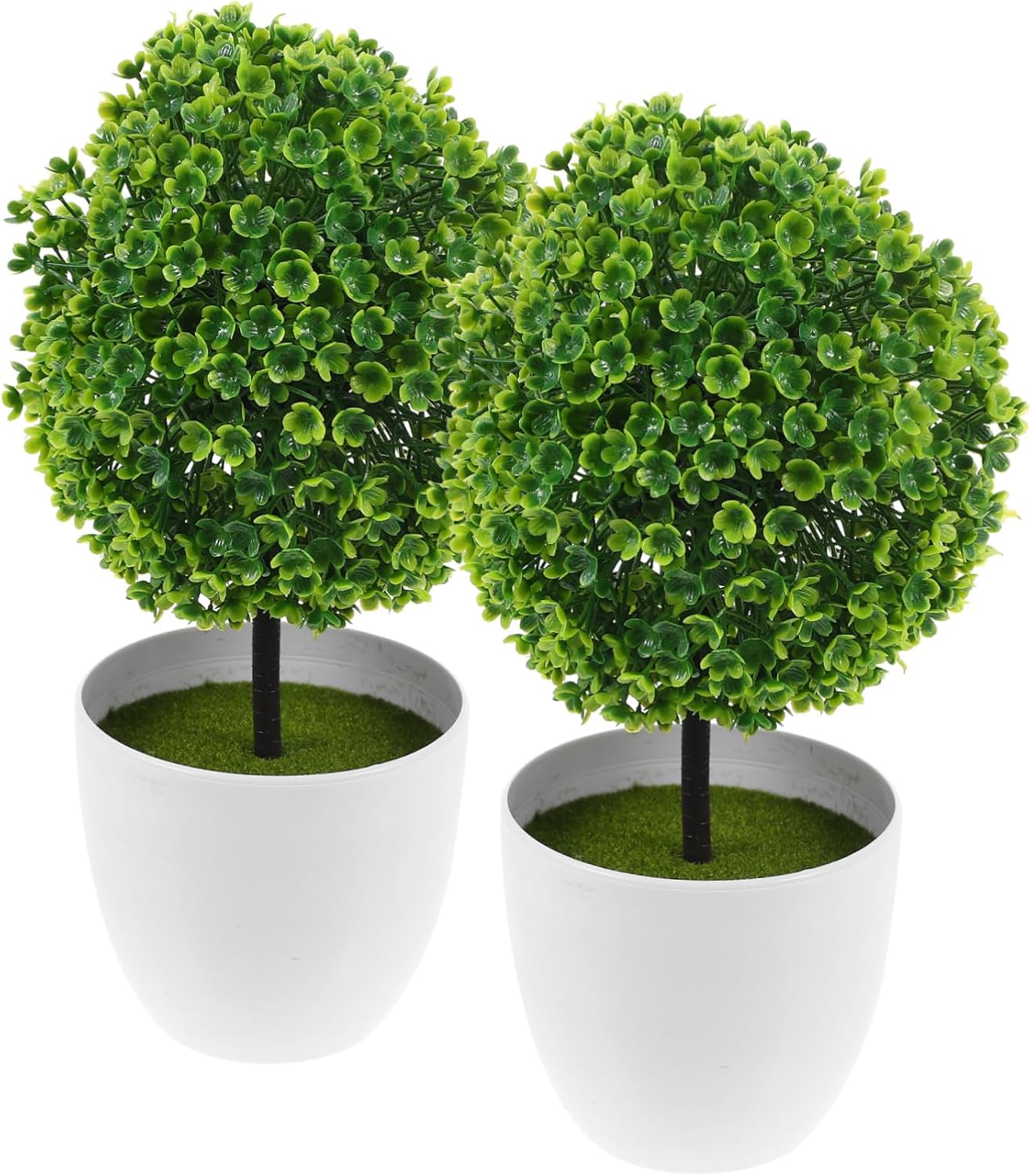 2Pcs Green Plastic Flower Ball Artificial Topiary Decor