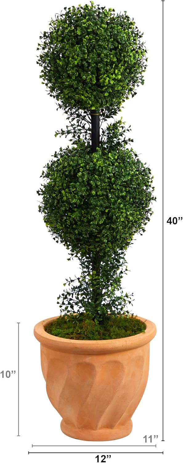 Nearly Natural 40in Boxwood Double Ball Topiary Artificial Tree
