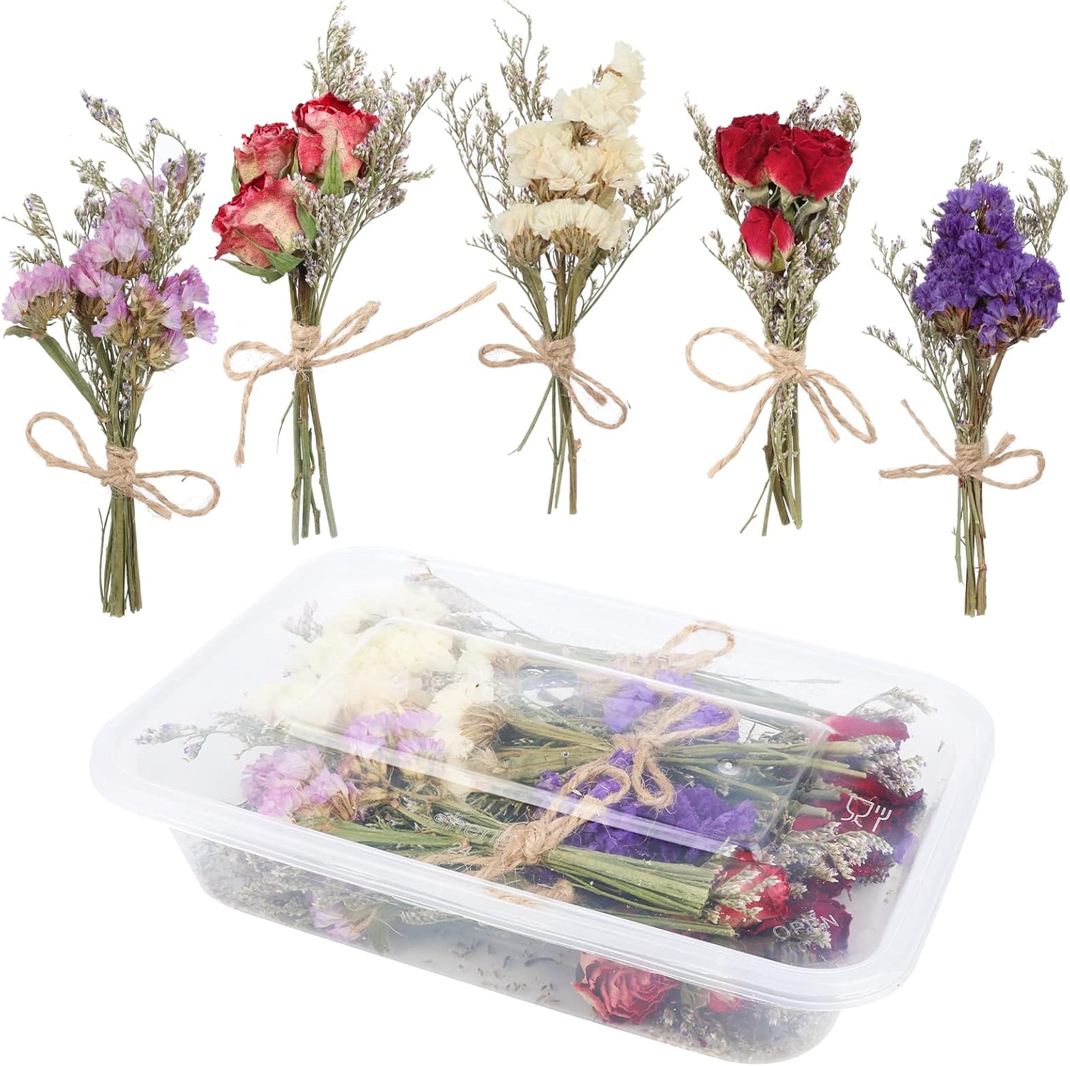 10 Pack Mini Dried Flower Bouquets with Stem Forget Me Not
