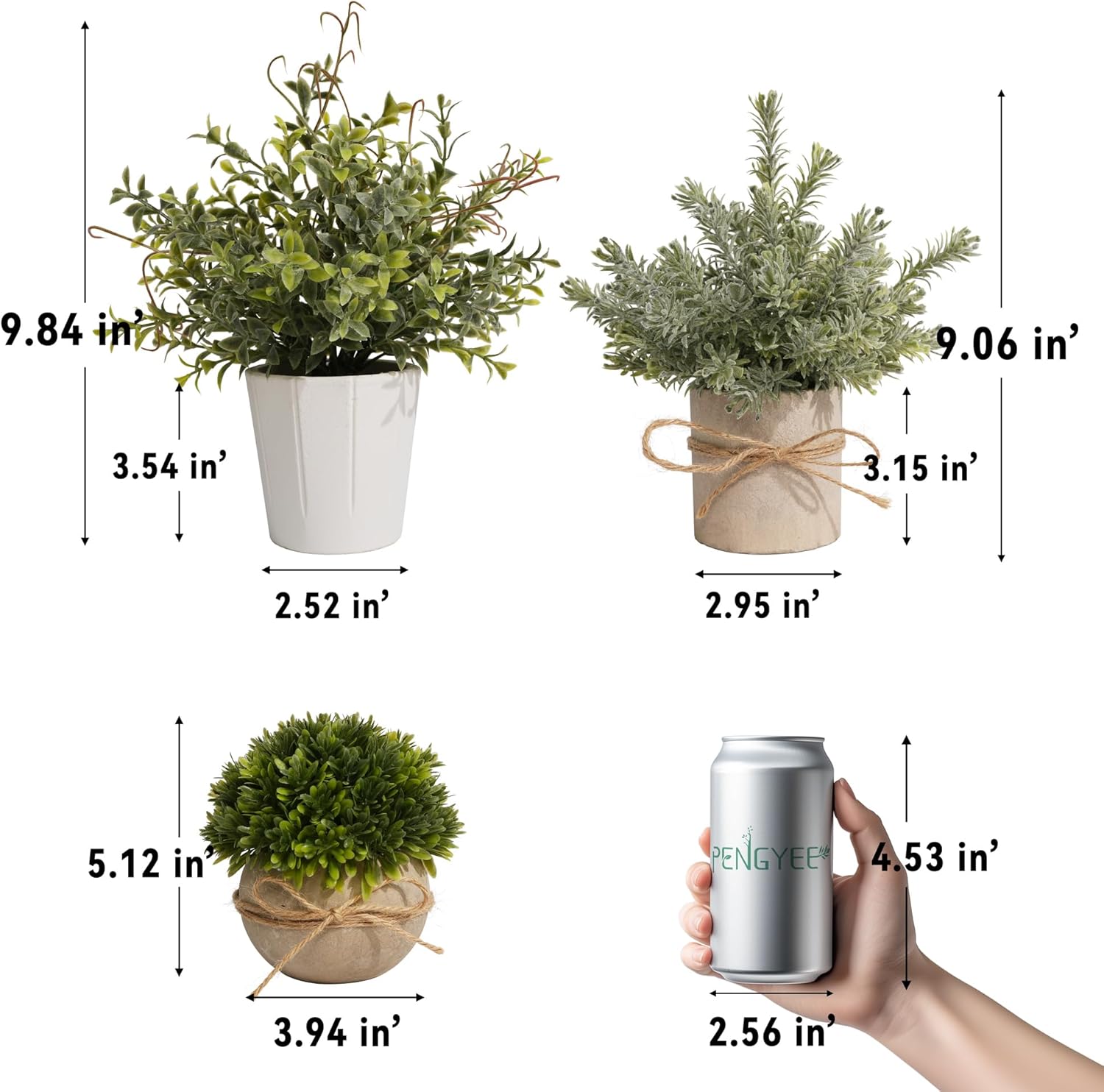 4 Pack Small Artificial Plants for Indoor Decor